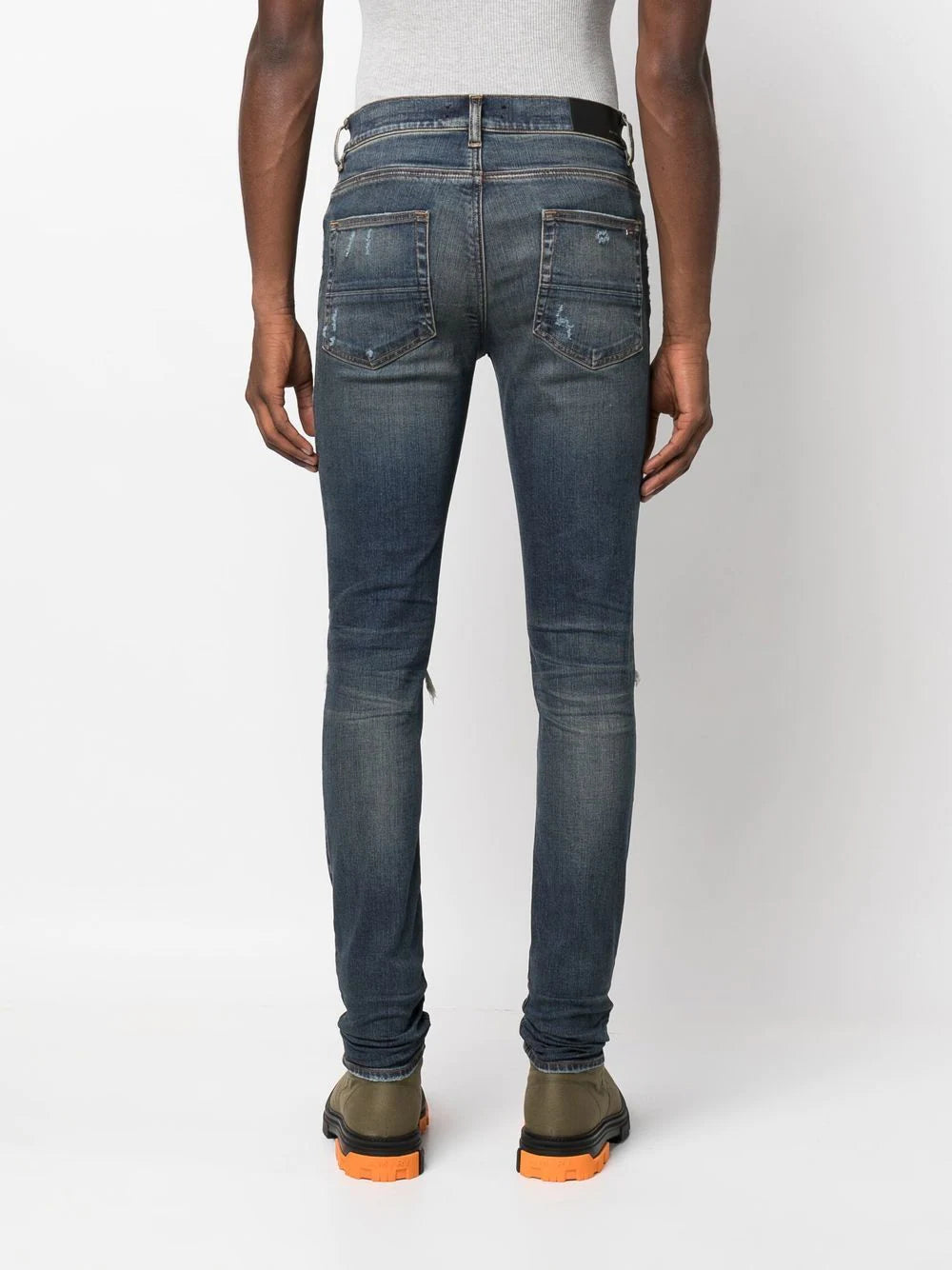 Amiri distressed panelled skinny jeans