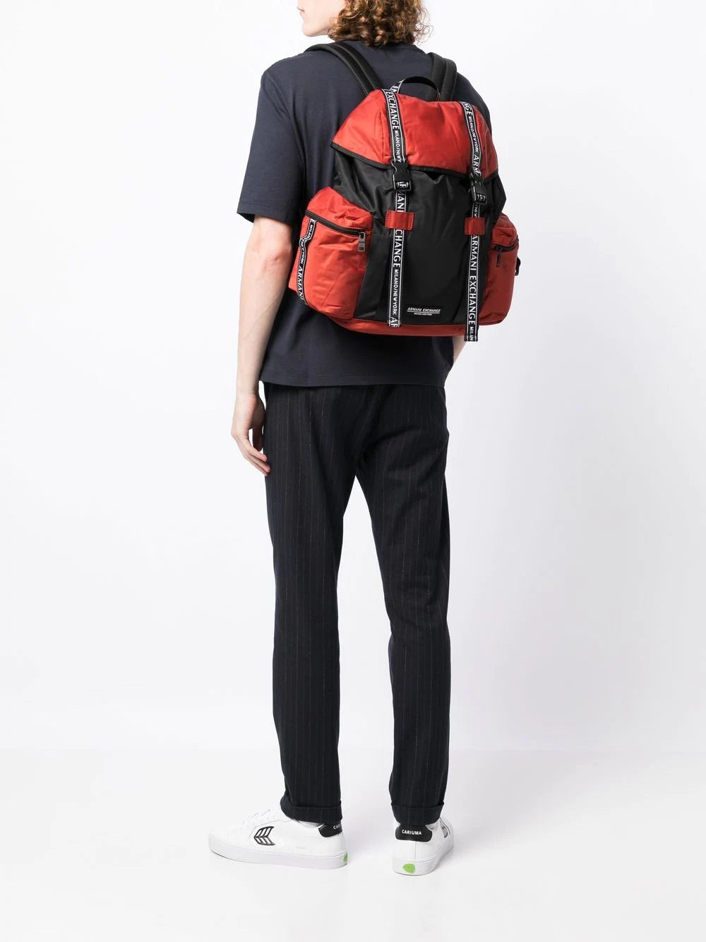 Armani Exchange logo-trim multi-pocket backpack