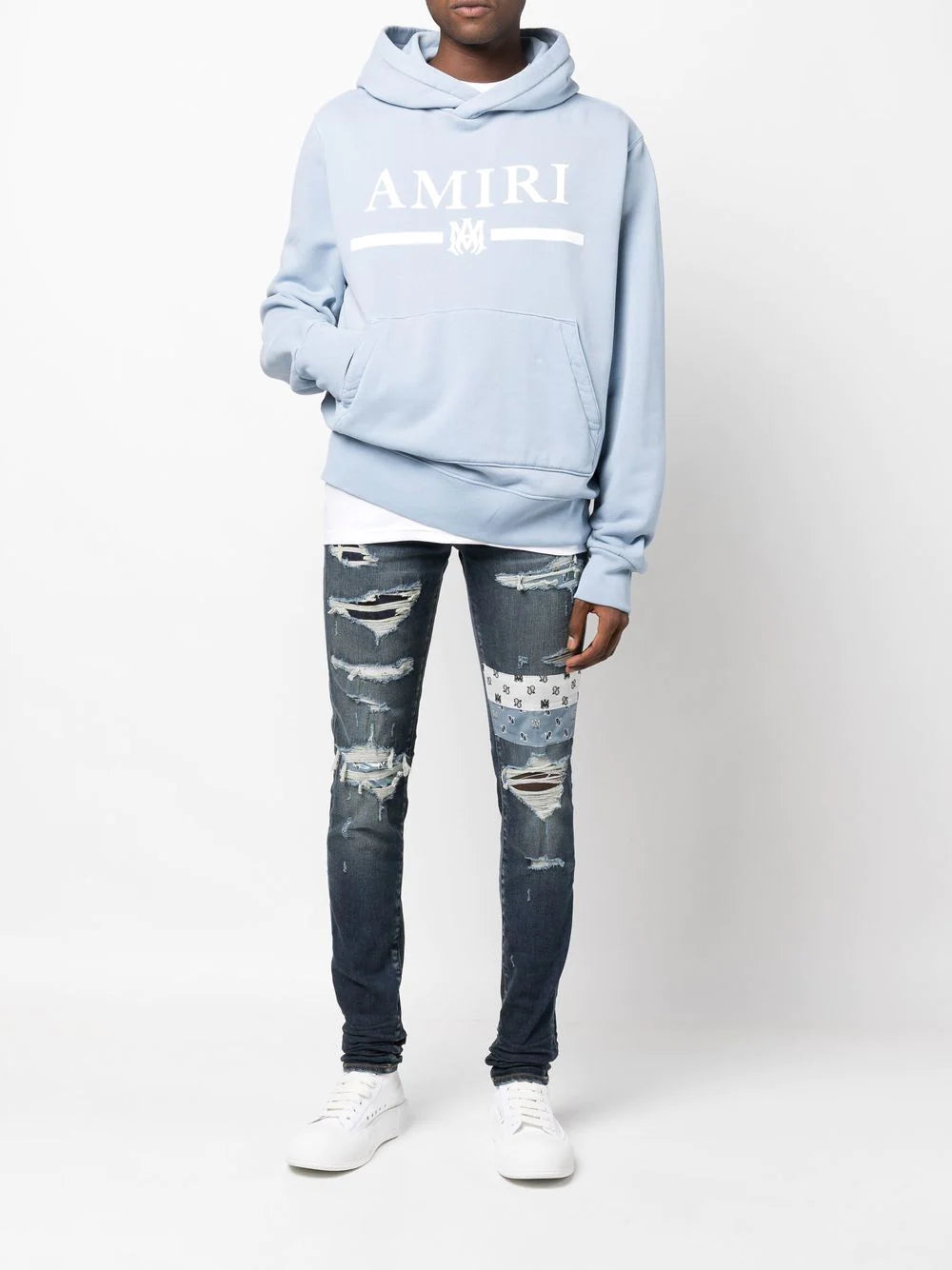 Amiri patchwork distressed slim jeans