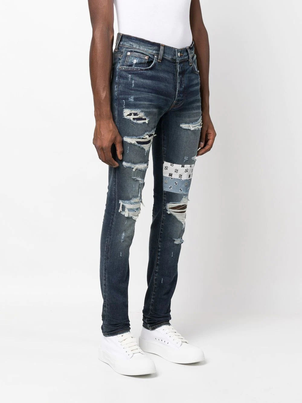 Amiri patchwork distressed slim jeans