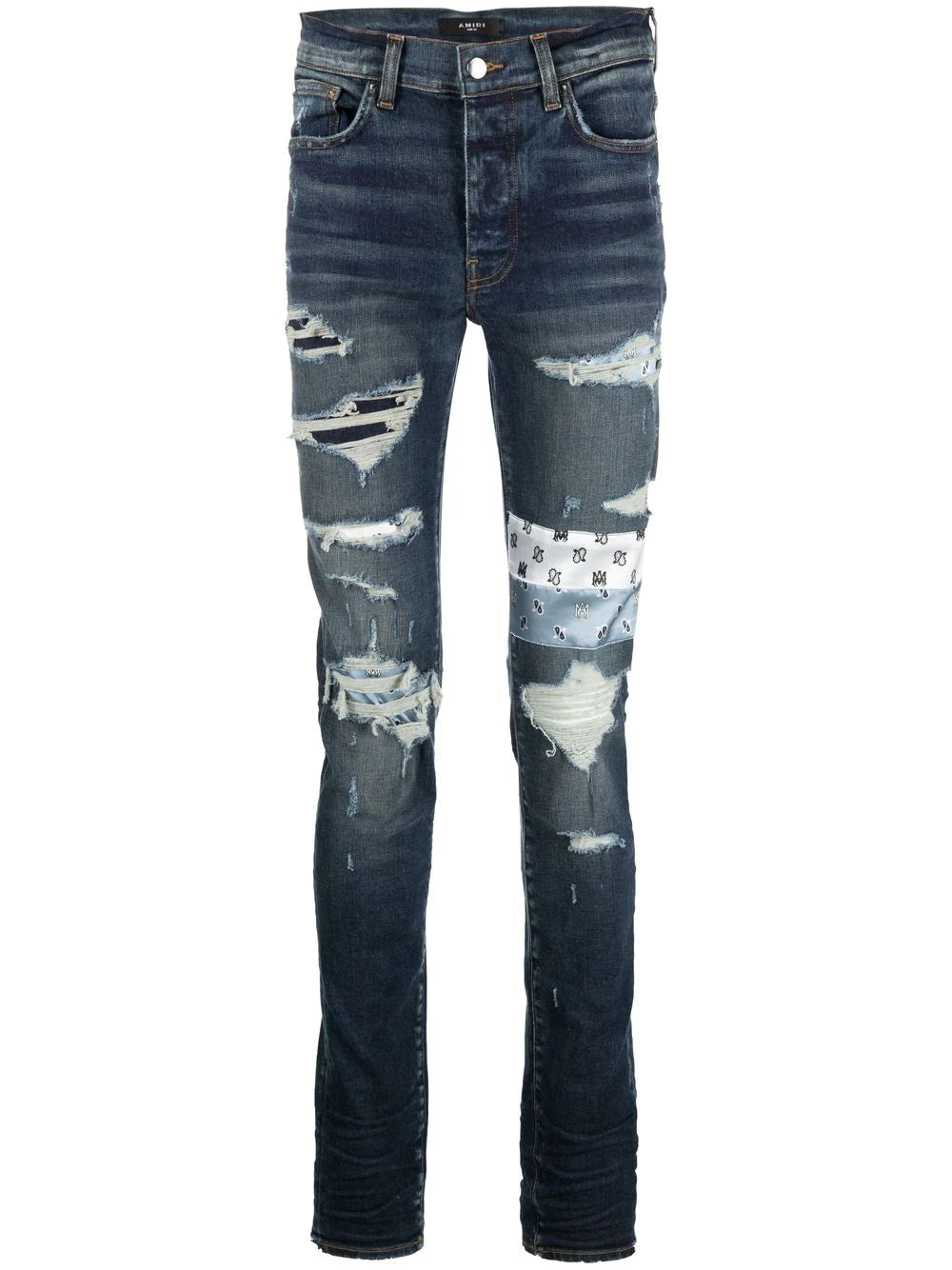 Amiri patchwork distressed slim jeans