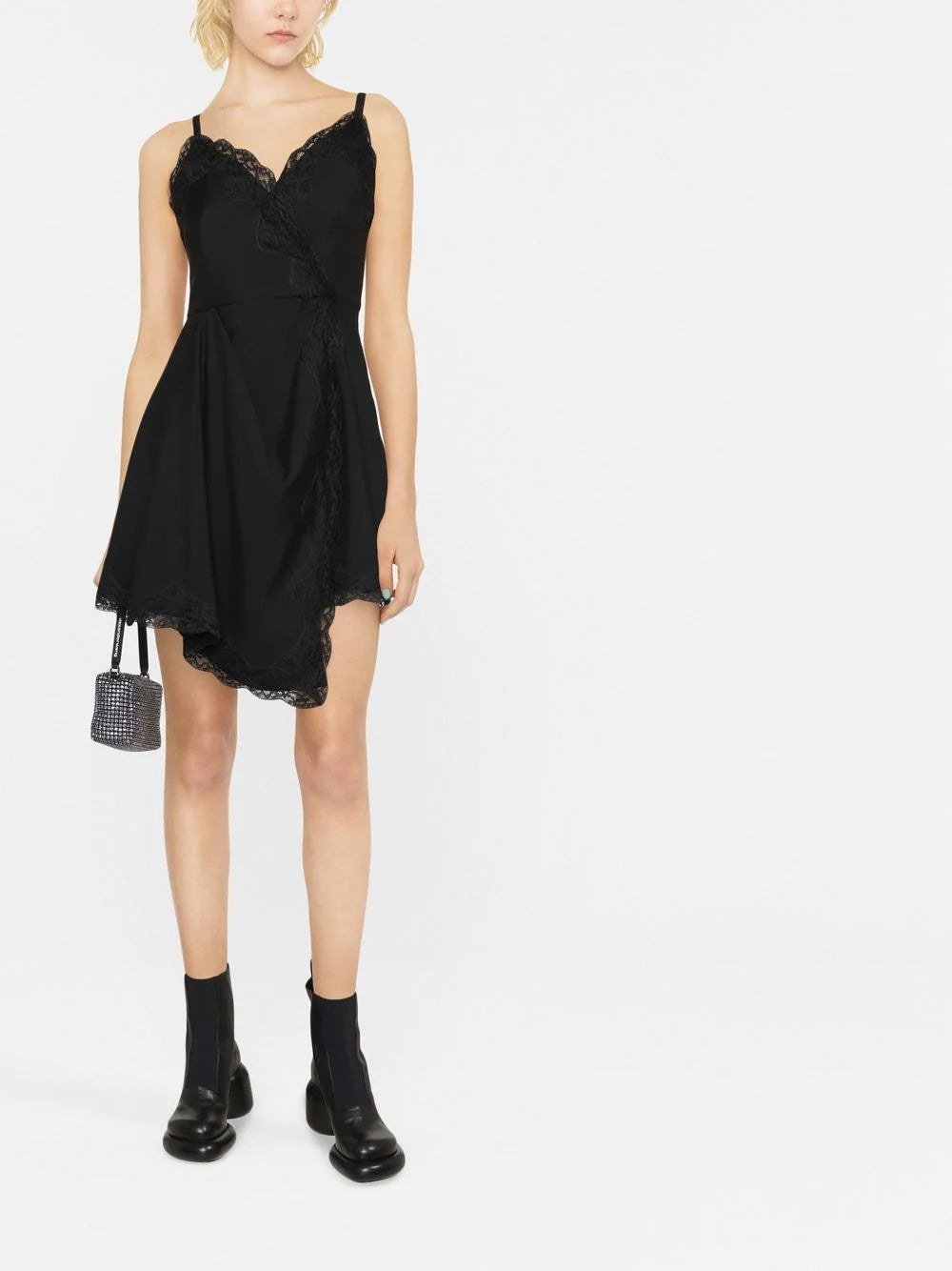 Alexander McQueen lace-trim asymmetric mini dress