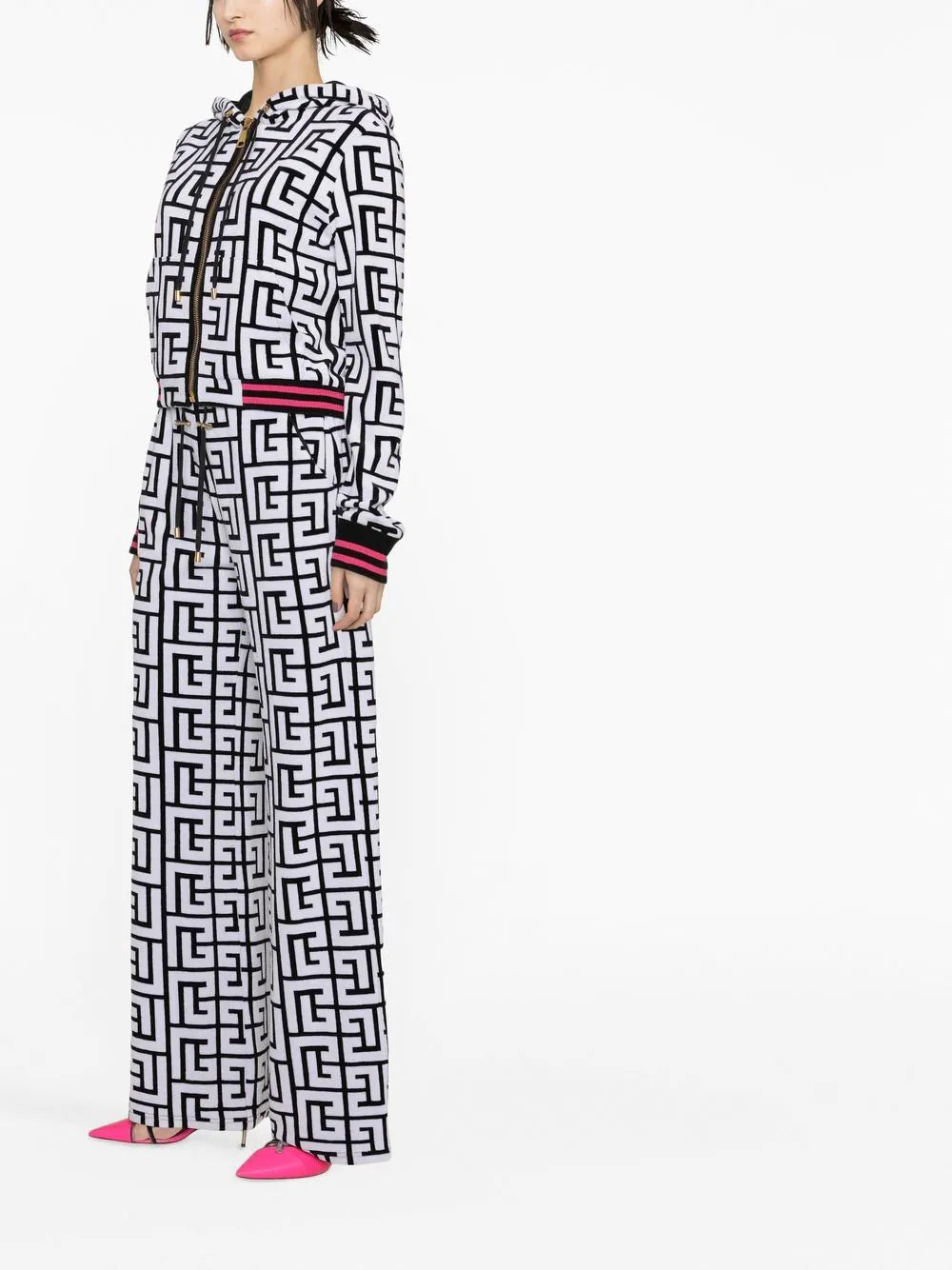 Balmain PB-monogram print zip-up hoodie - Image 4