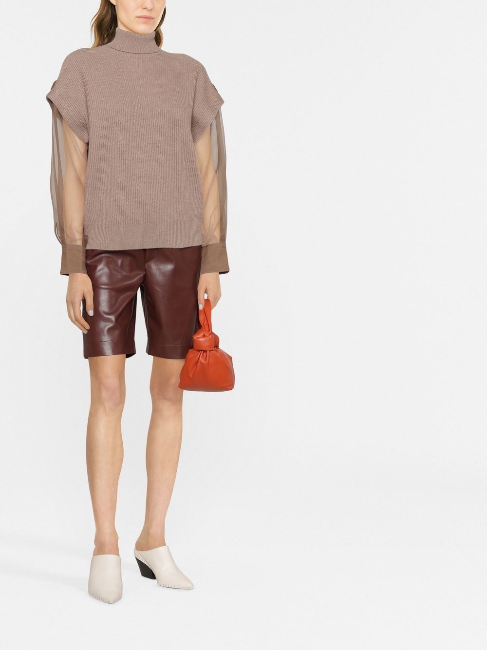 Brunello Cucinelli  sheer-sleeve high-neck jumper