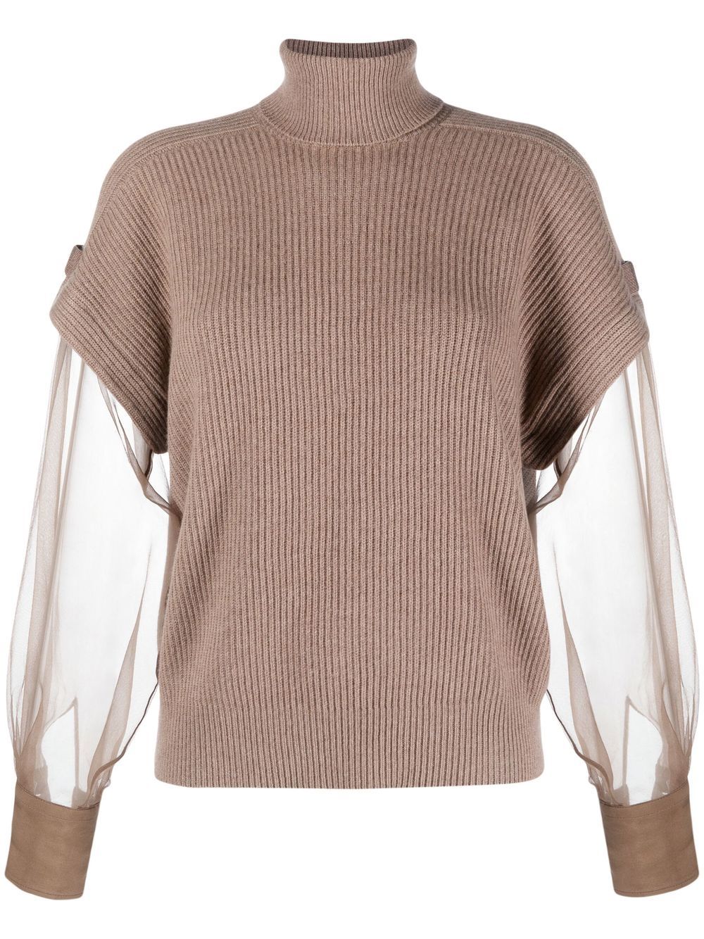 Brunello Cucinelli  sheer-sleeve high-neck jumper