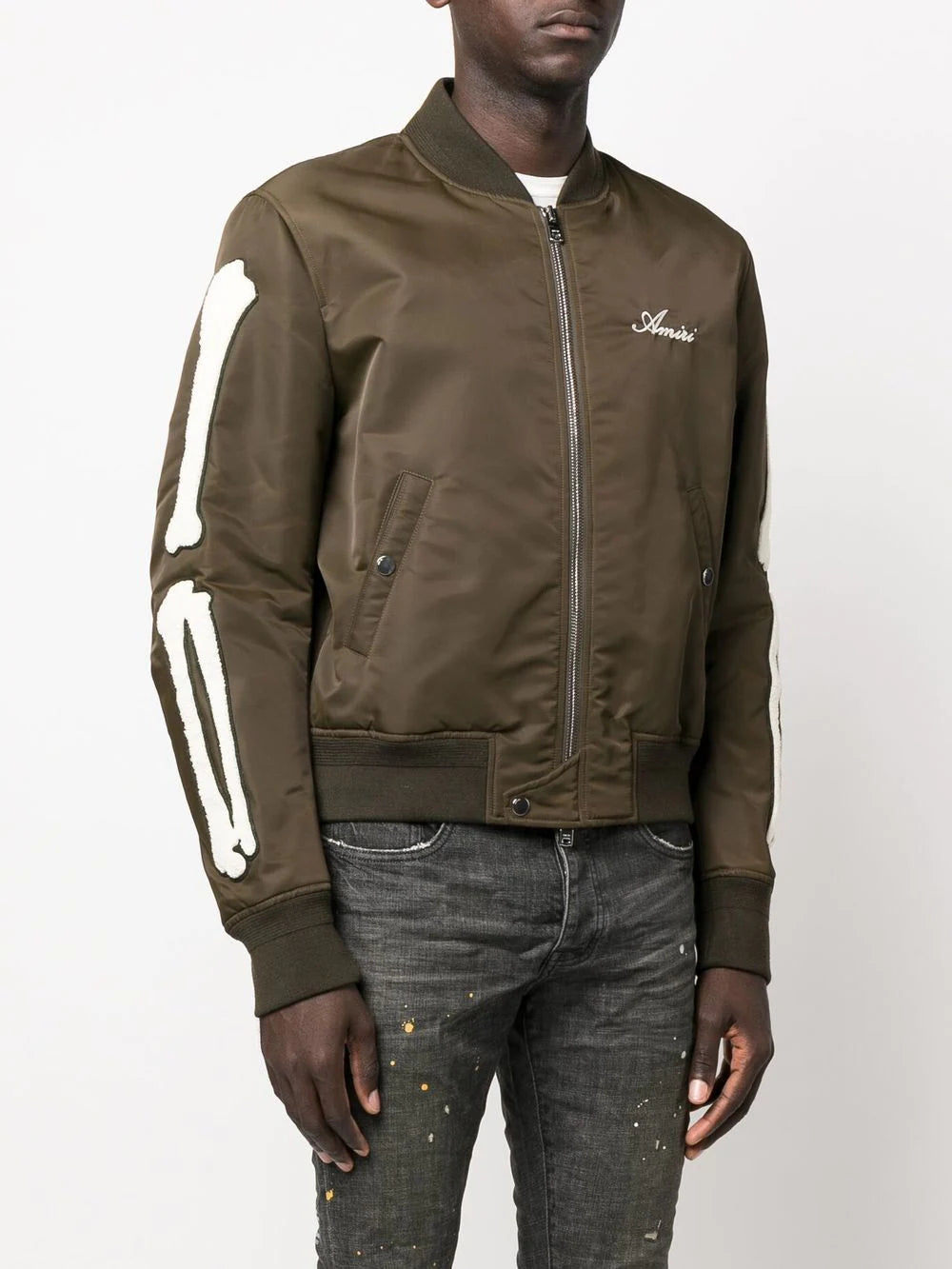 AMIRI  Bones appliqué logo-embroidered bomber jacket