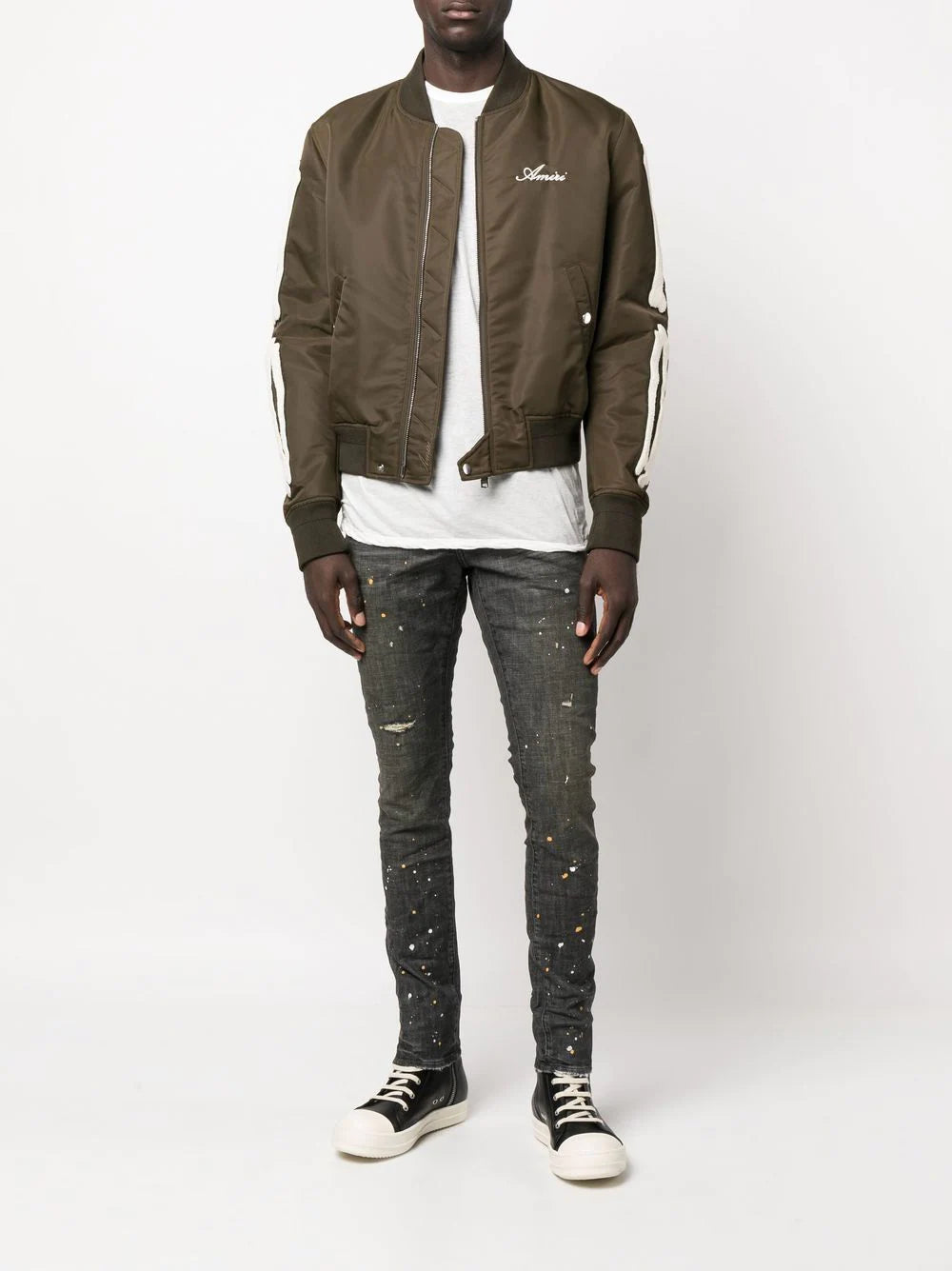 AMIRI  Bones appliqué logo-embroidered bomber jacket