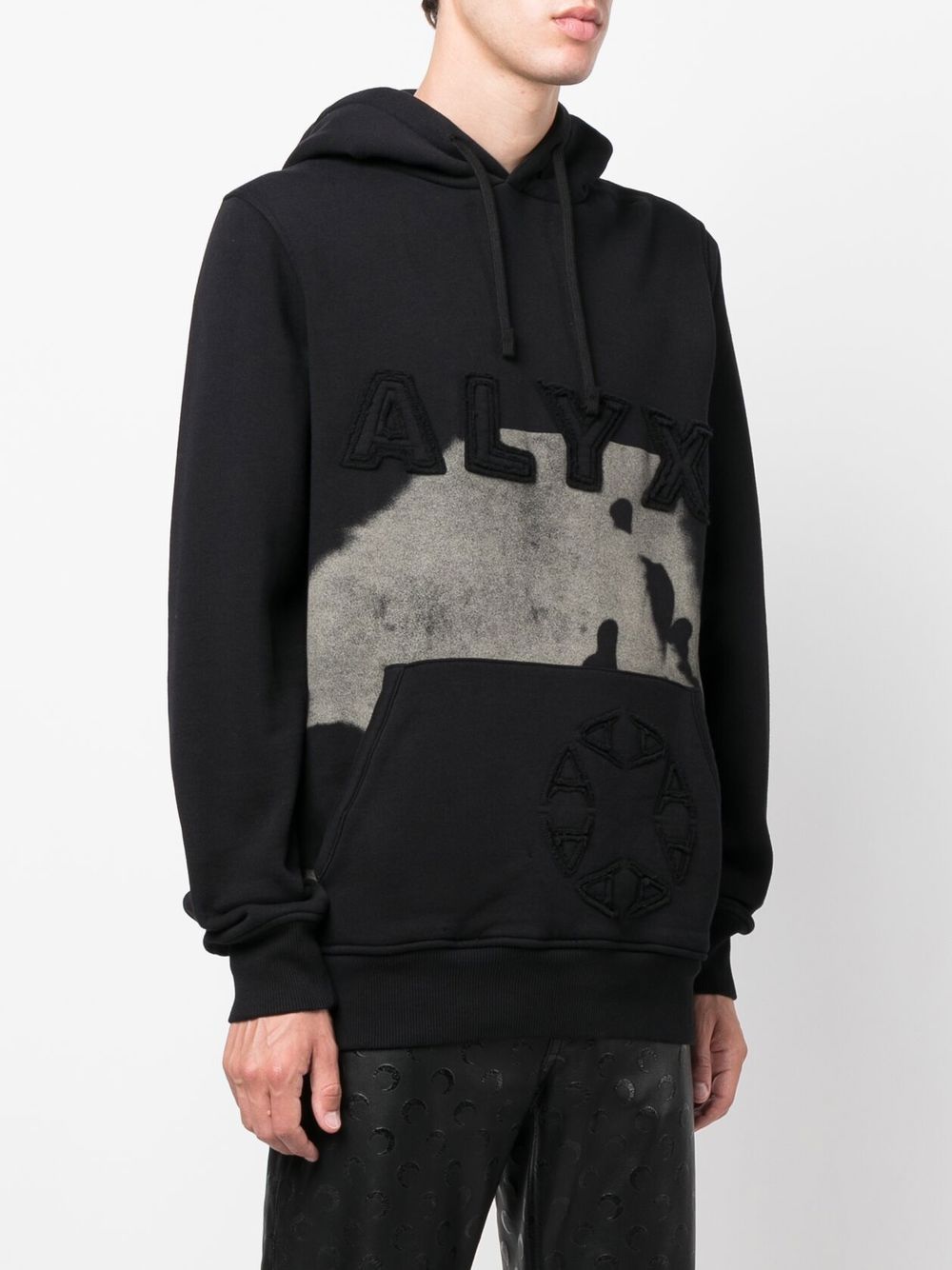 1017 ALYX 9SM  logo-embroidered cow-print hoodie