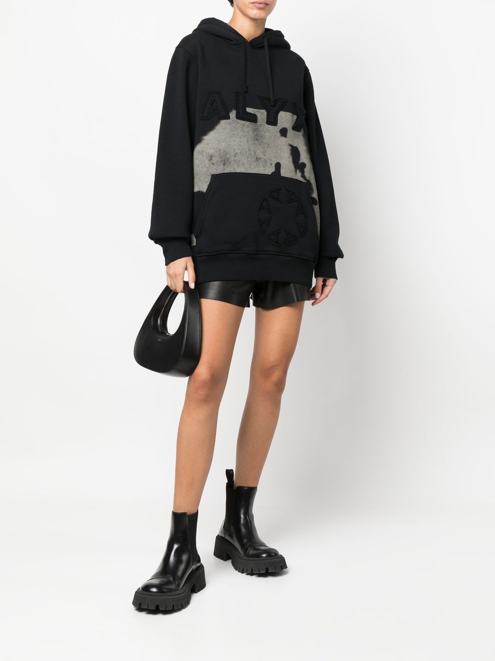 1017 ALYX 9SM  logo-embroidered cow-print hoodie