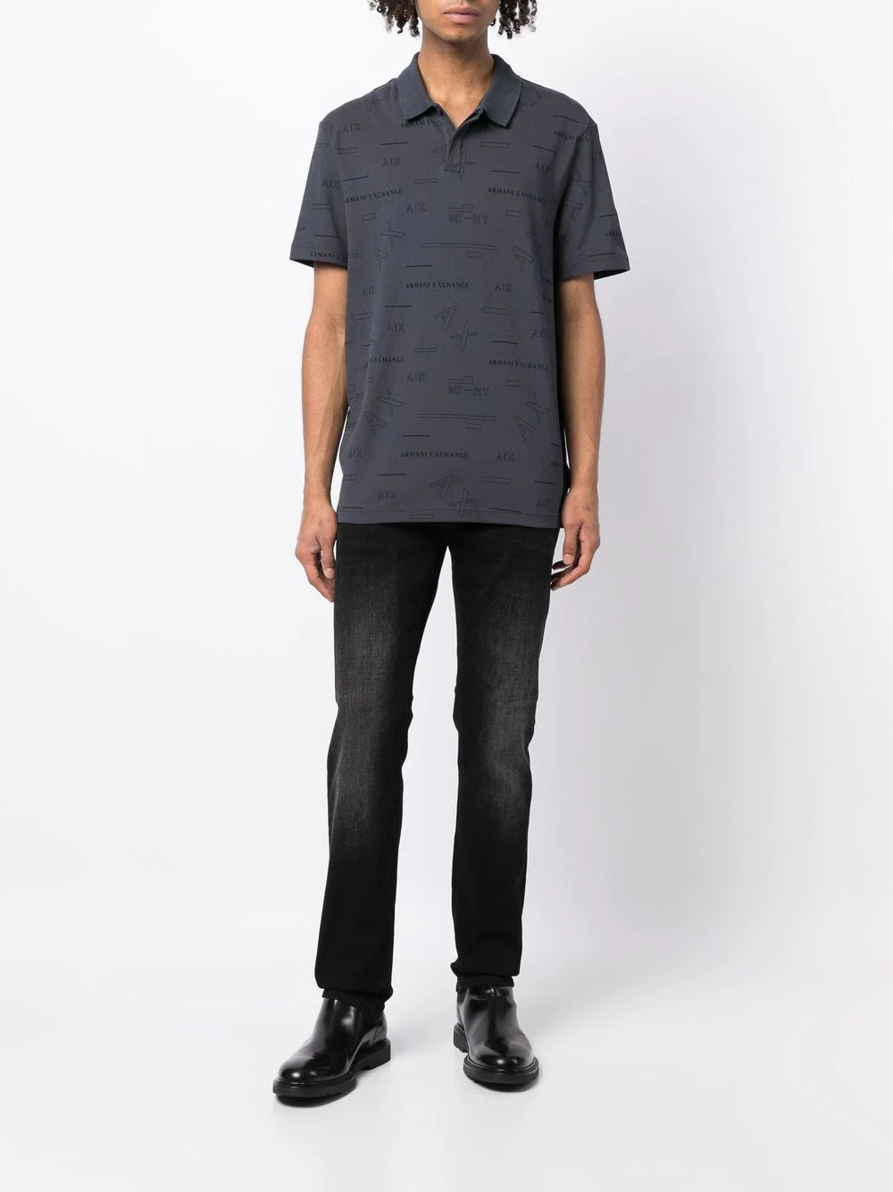 Armani Exchange logo-print polo shirt