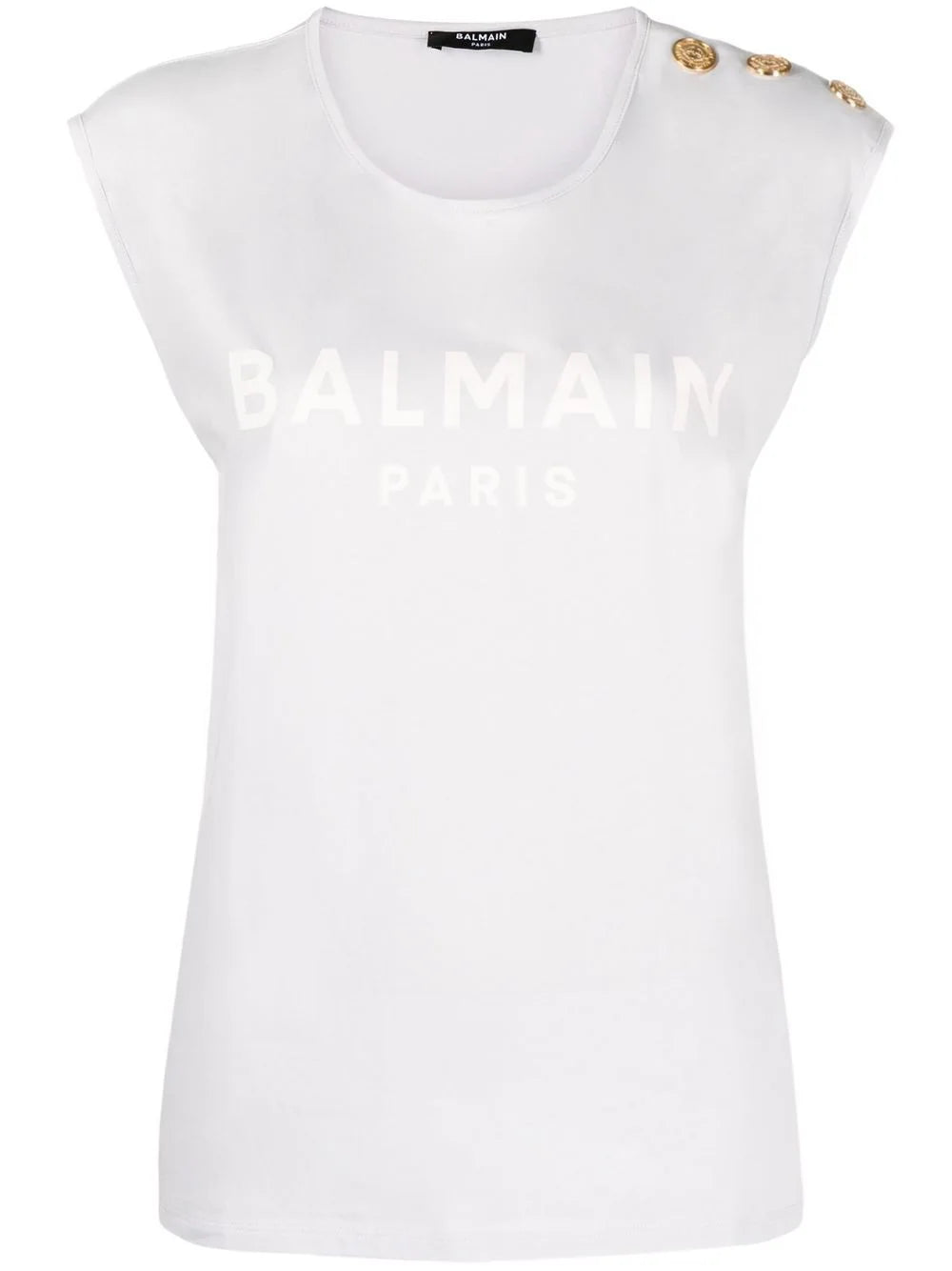 Balmain  button-detail logo-print tank top