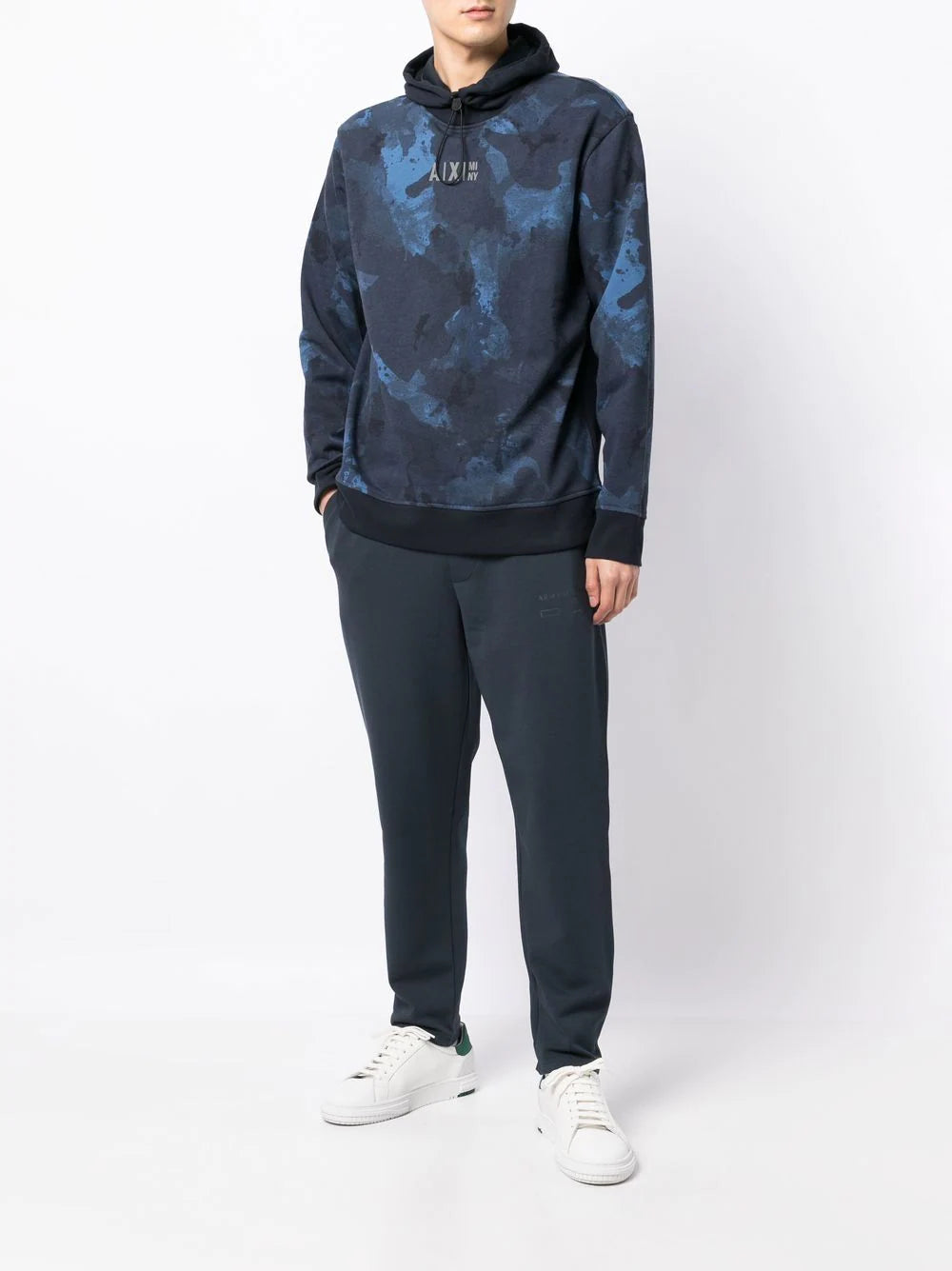 Armani Exchange logo-print long-sleeve hoodie