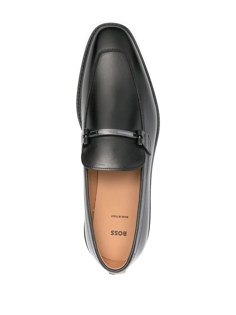 BOSS  Lisbon leather logo-plaque loafers
