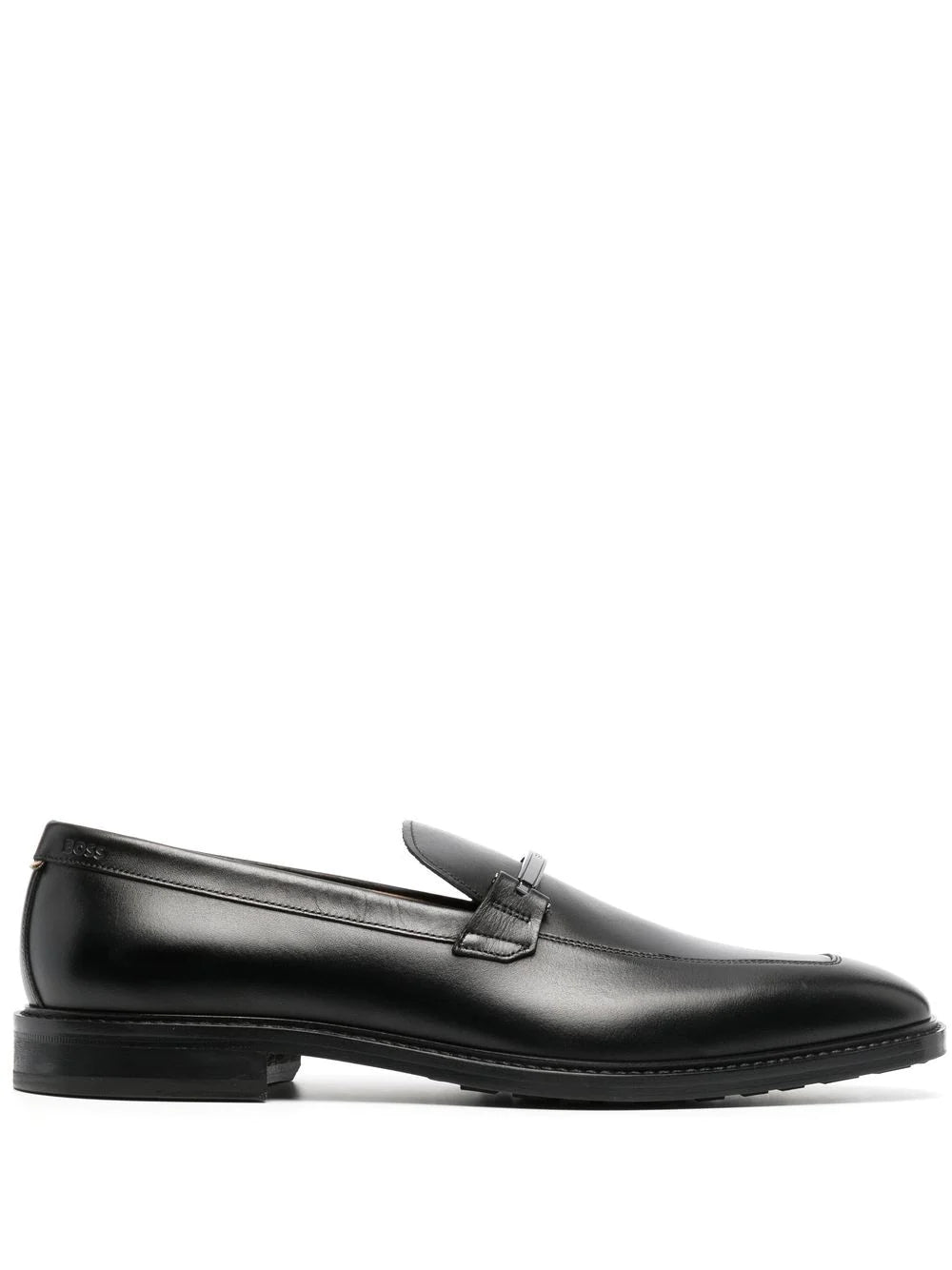 BOSS  Lisbon leather logo-plaque loafers
