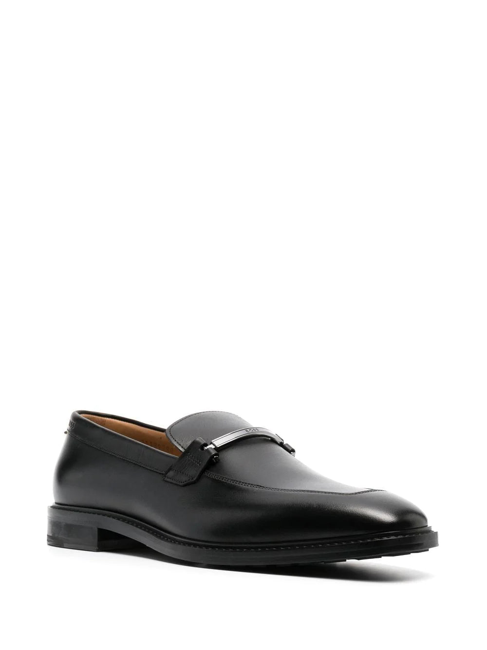 BOSS  Lisbon leather logo-plaque loafers