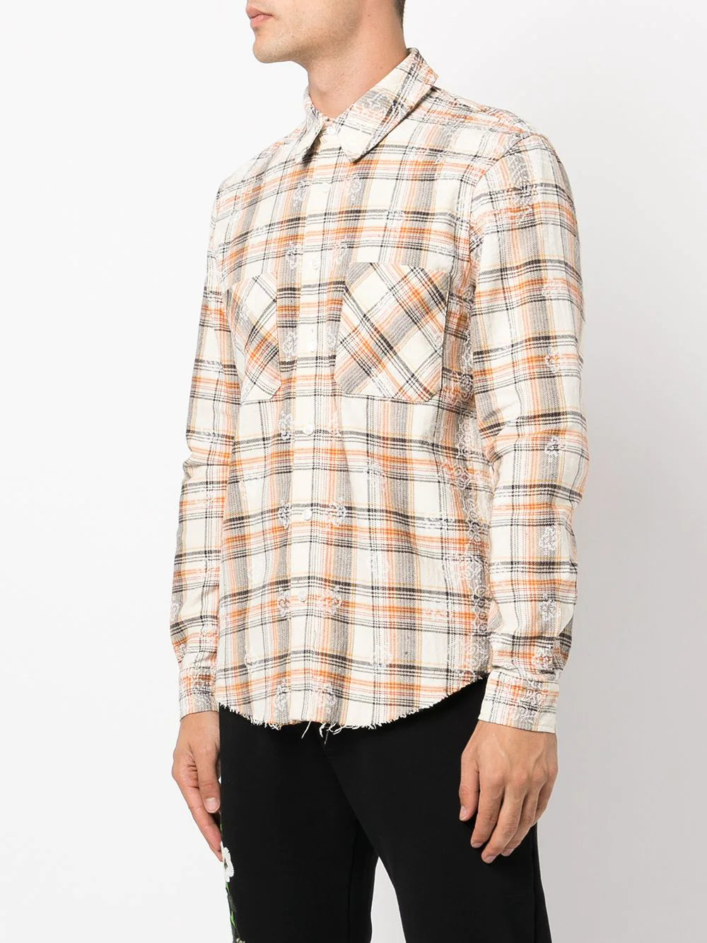 Amiri logo-print check pattern shirt