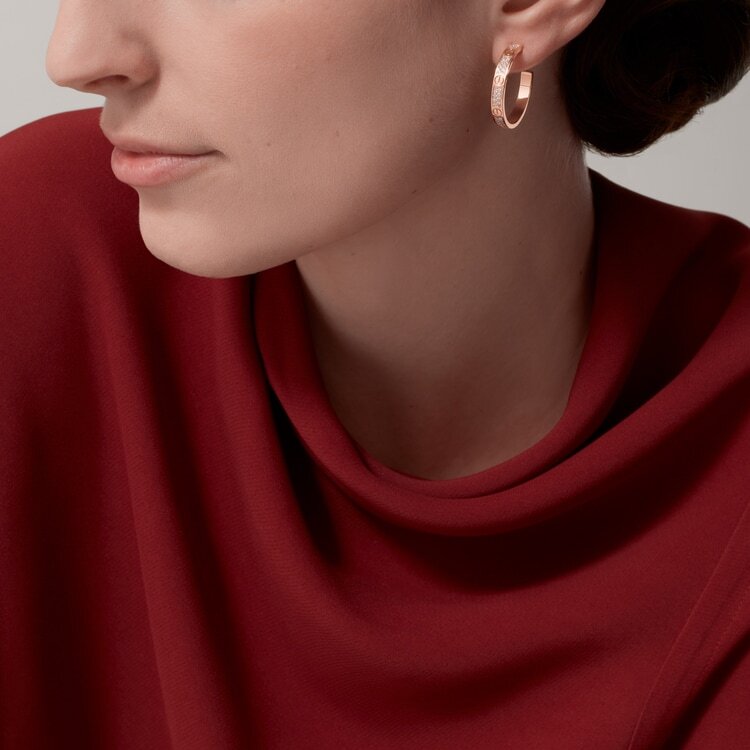 Cartier  LOVE hoop earrings, medium model, paved