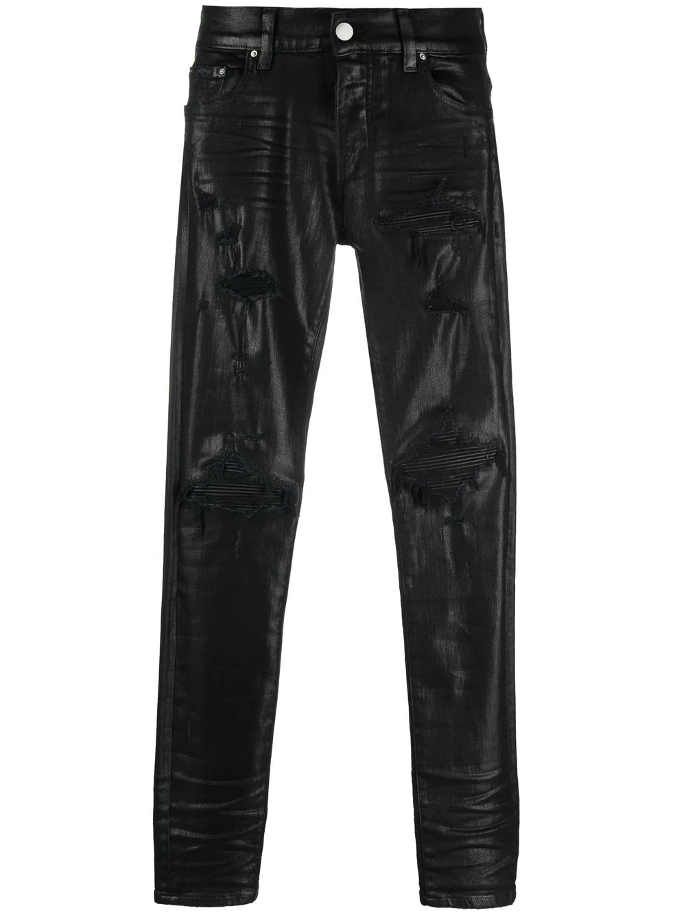 Amiri coated-finish distressed jeans