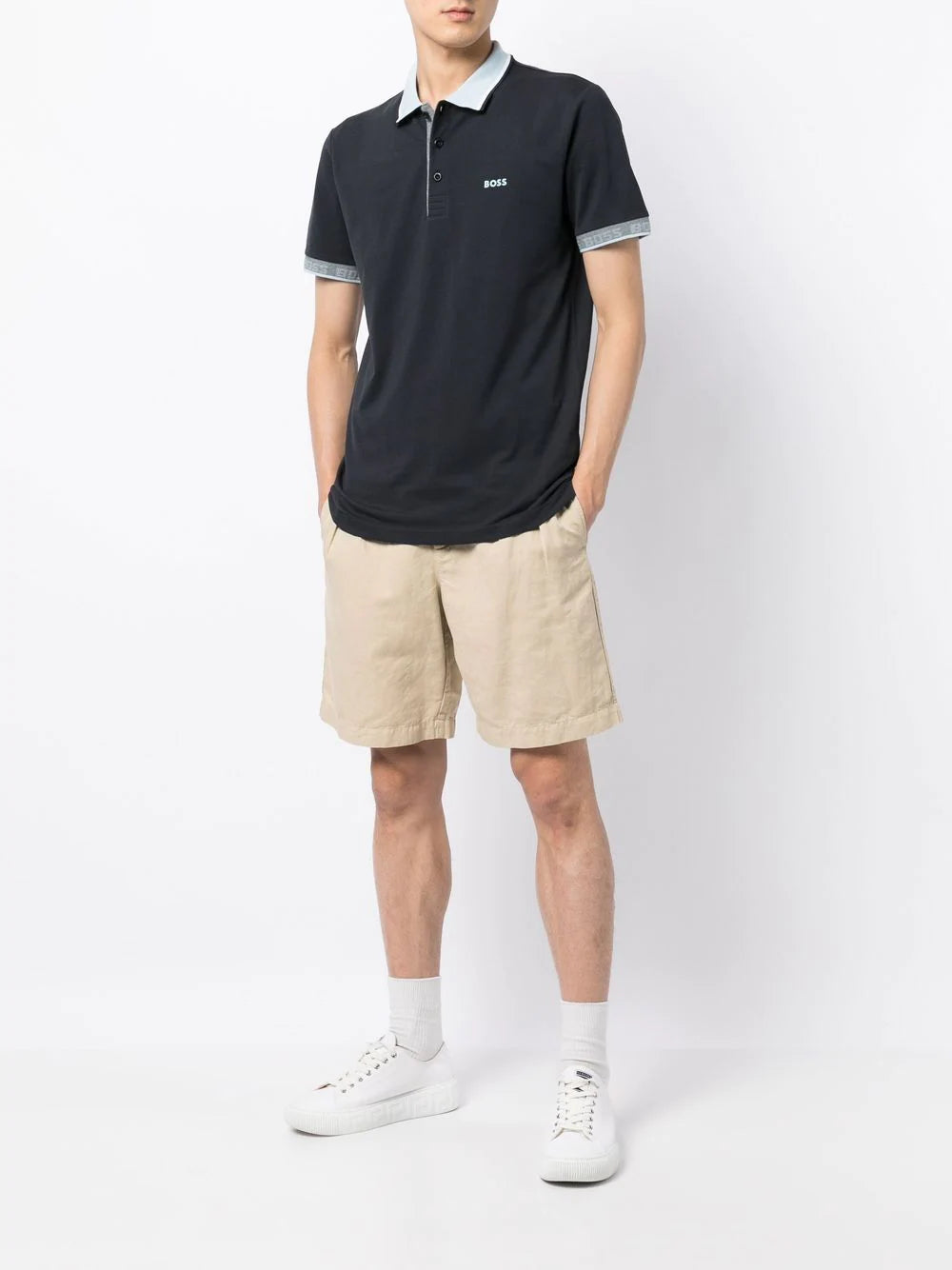 BOSS  embroidered-logo detail polo shirt