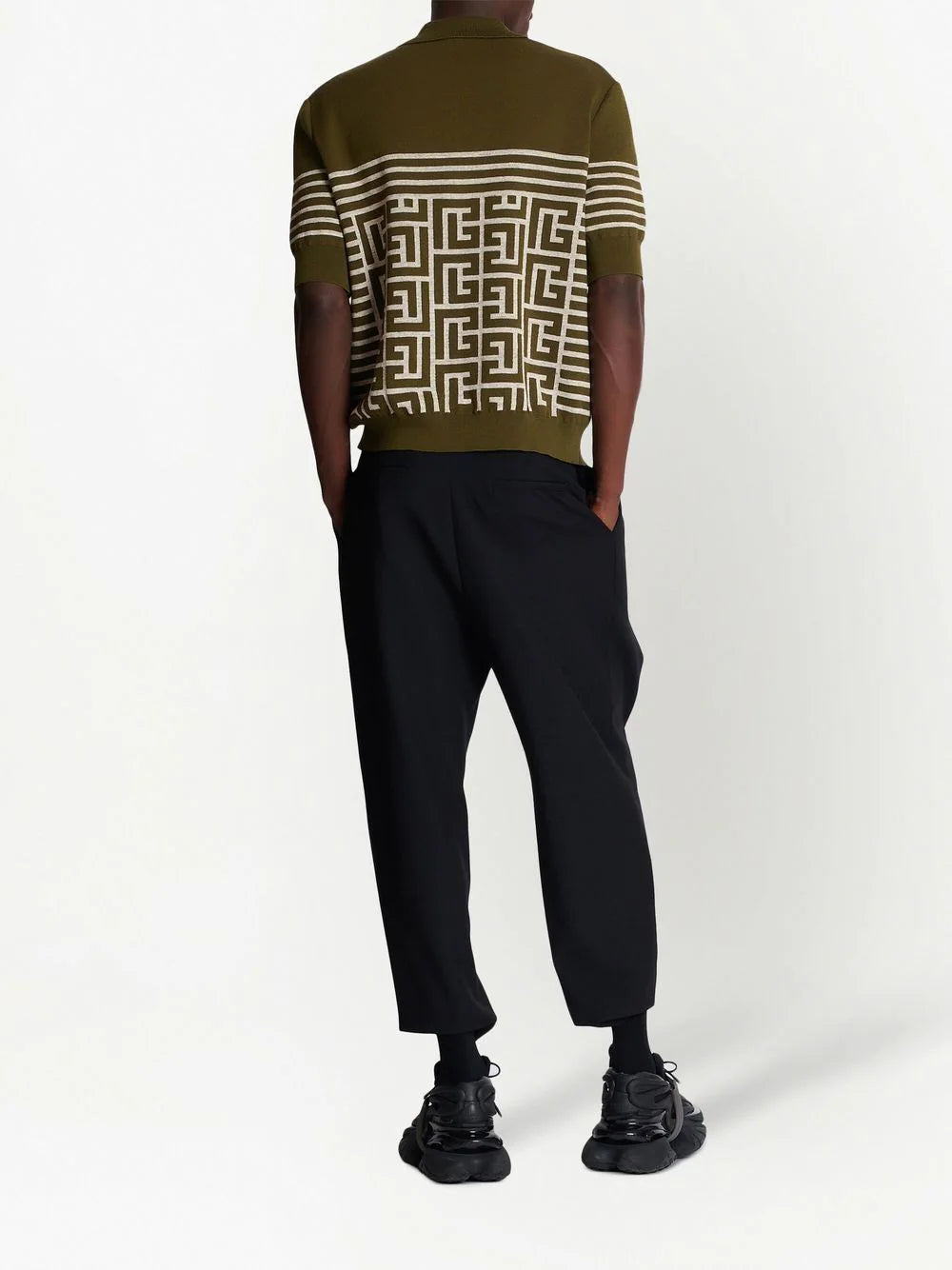 Balmain PB monogram-knit polo shirt