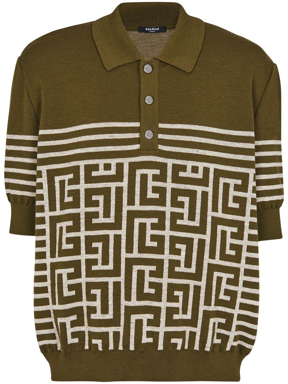 Balmain PB monogram-knit polo shirt