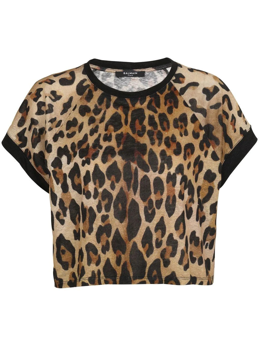Balmain  leopard-print cropped T-shirt