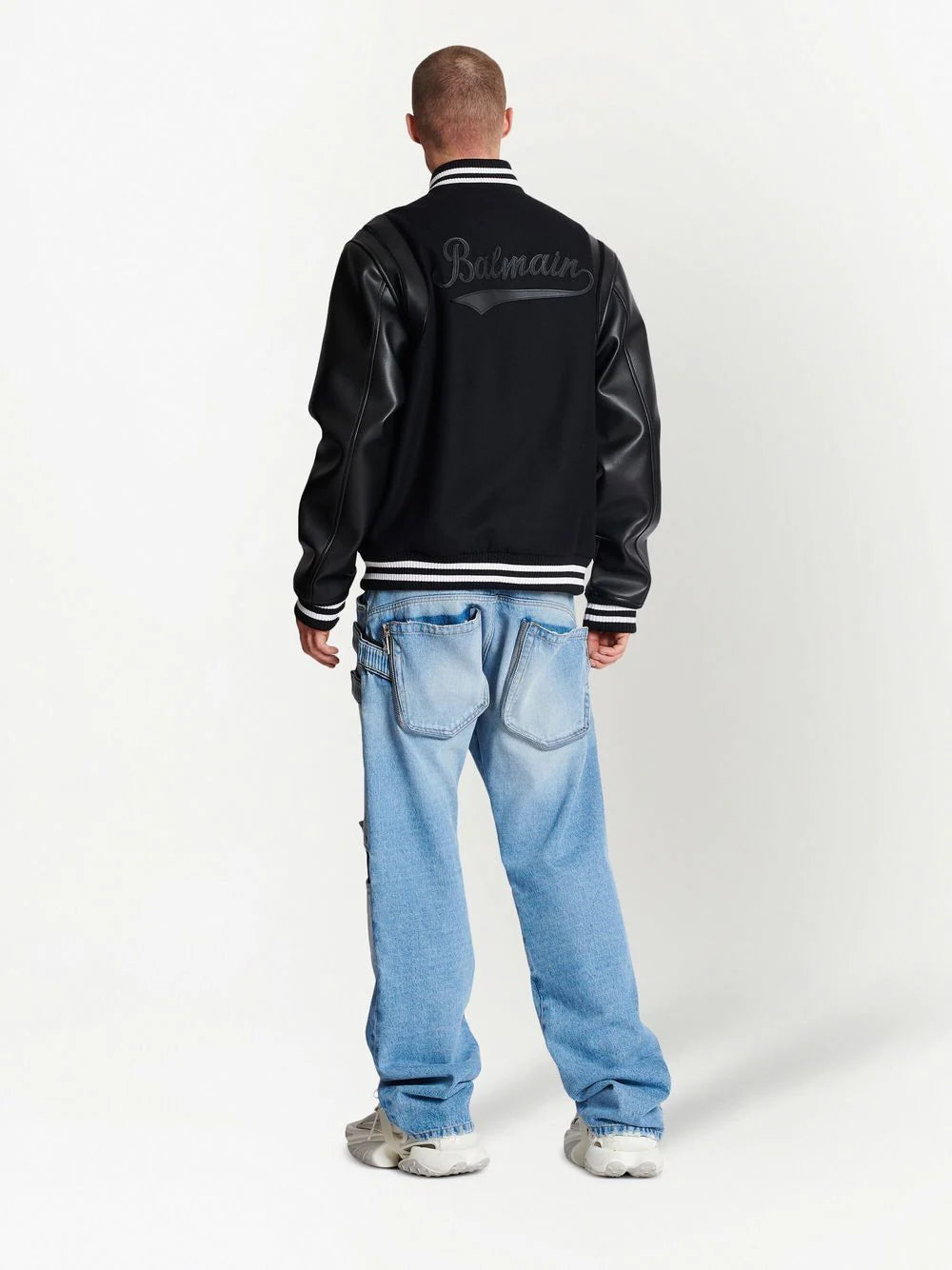 Balmain rear logo-patch detail bomber jacket