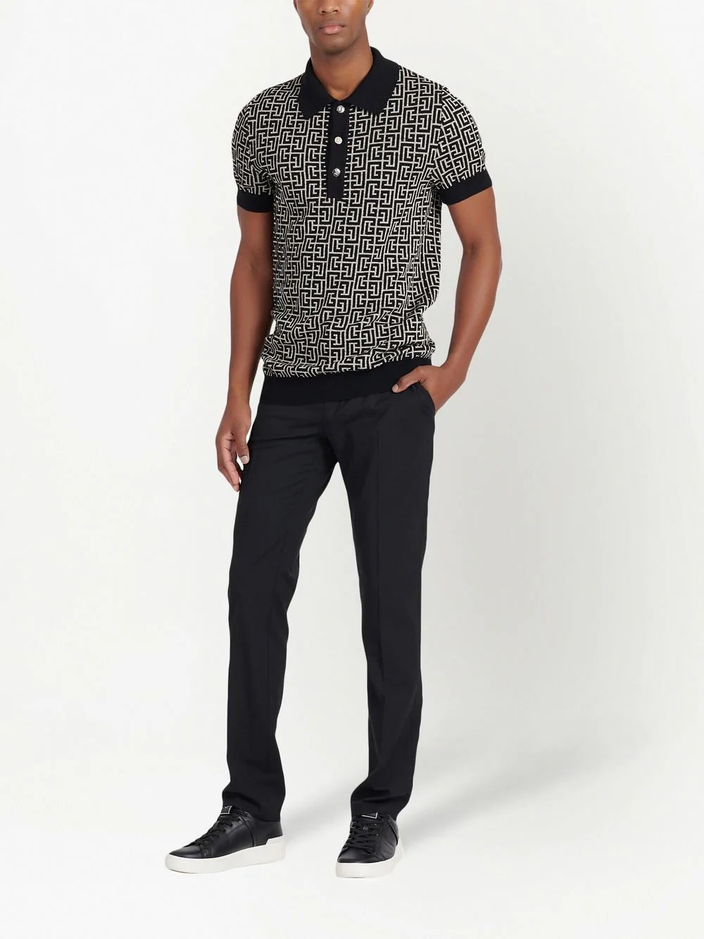 Balmain PB monogram jacquard polo shirt