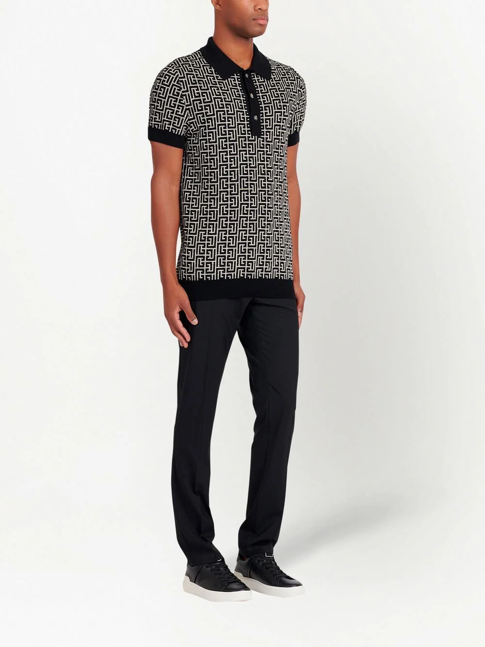 Balmain PB monogram jacquard polo shirt