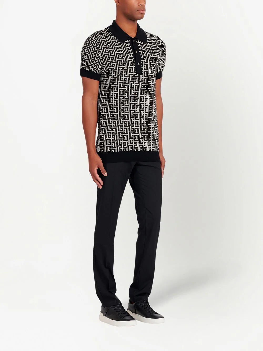 Balmain  PB monogram jacquard polo shirt