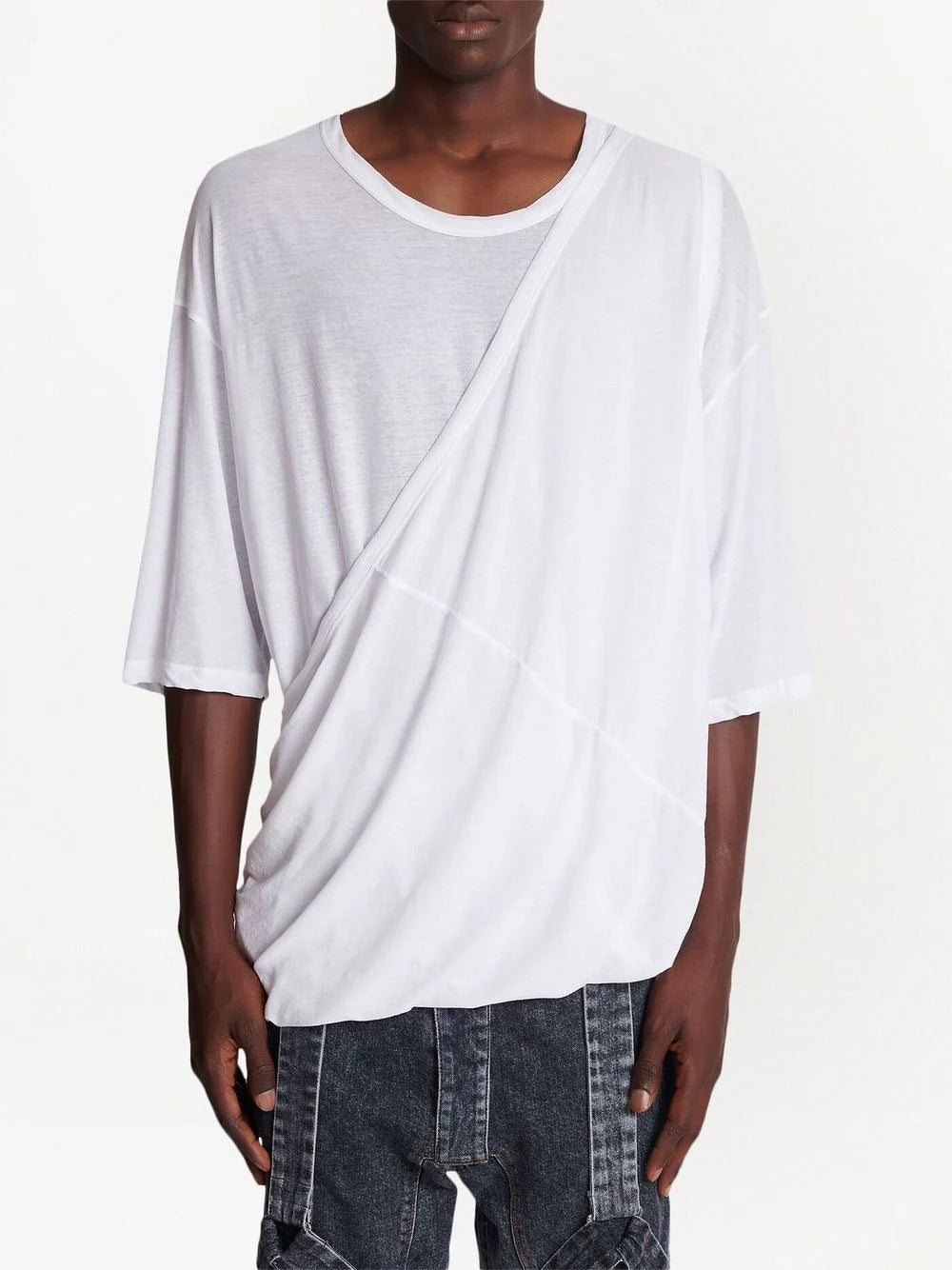 Balmain gathered-panel detail T-shirt