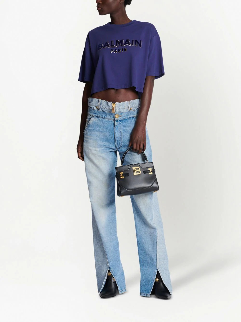 Balmain  logo-print cropped T-shirt