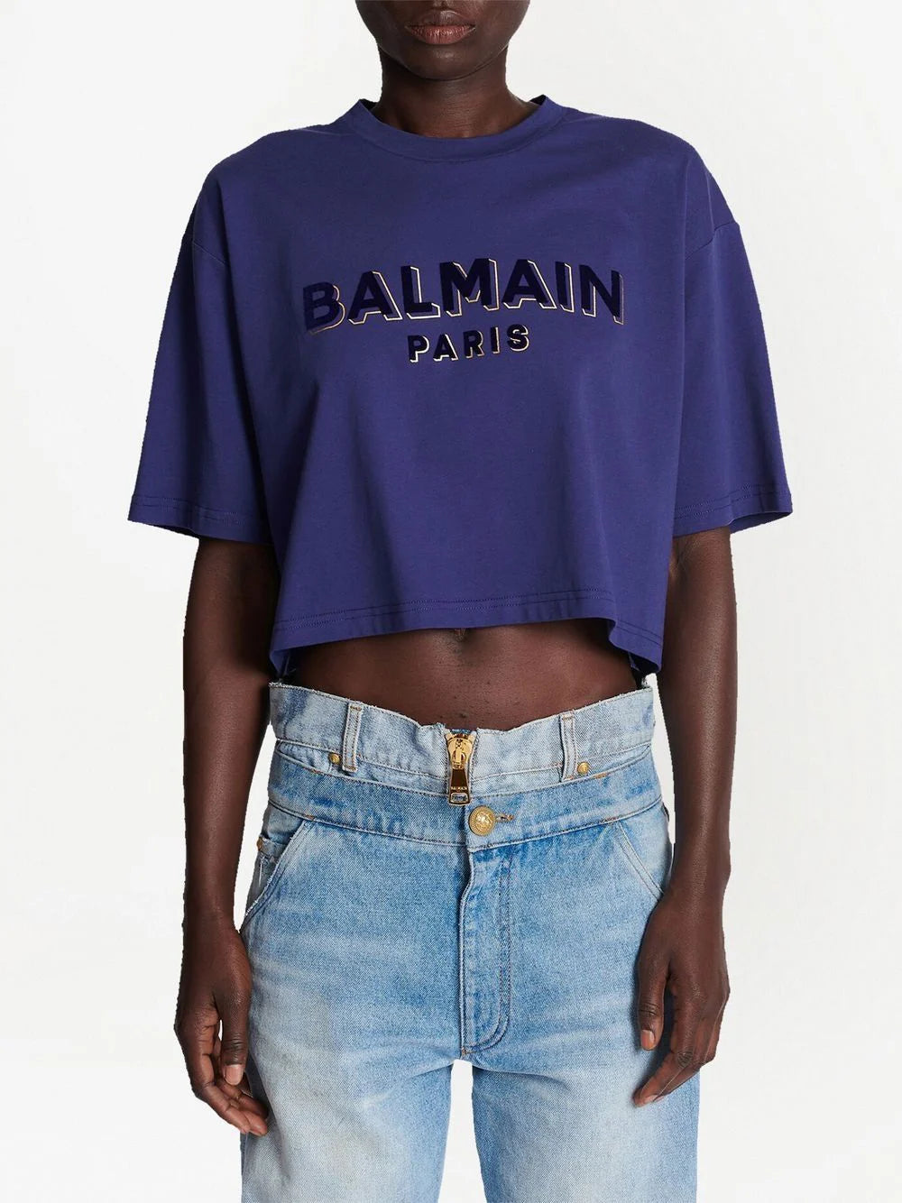 Balmain  logo-print cropped T-shirt