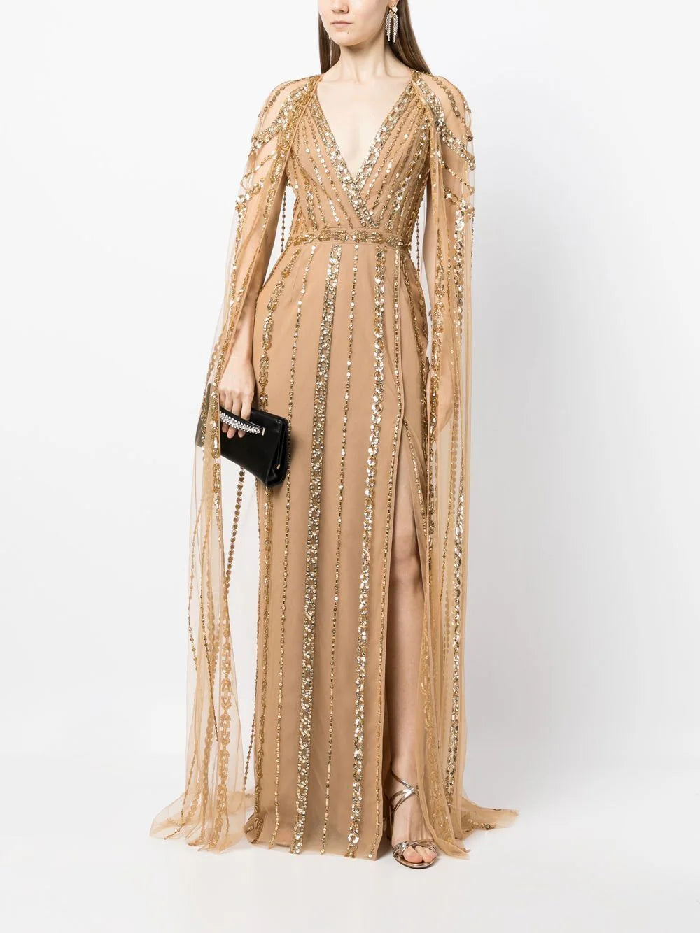 Zuhair Murad  chain-embellished cape gown