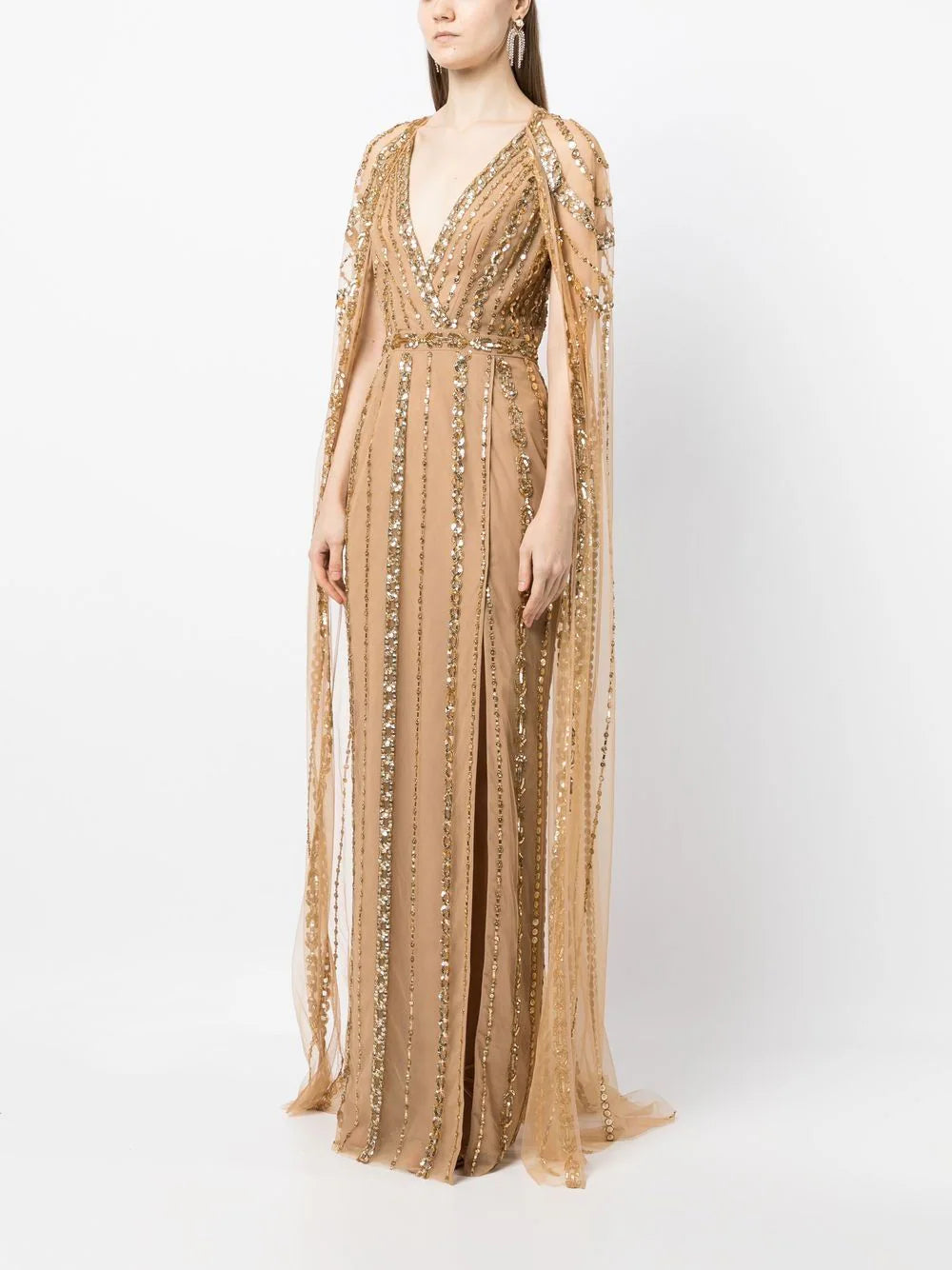Zuhair Murad  chain-embellished cape gown