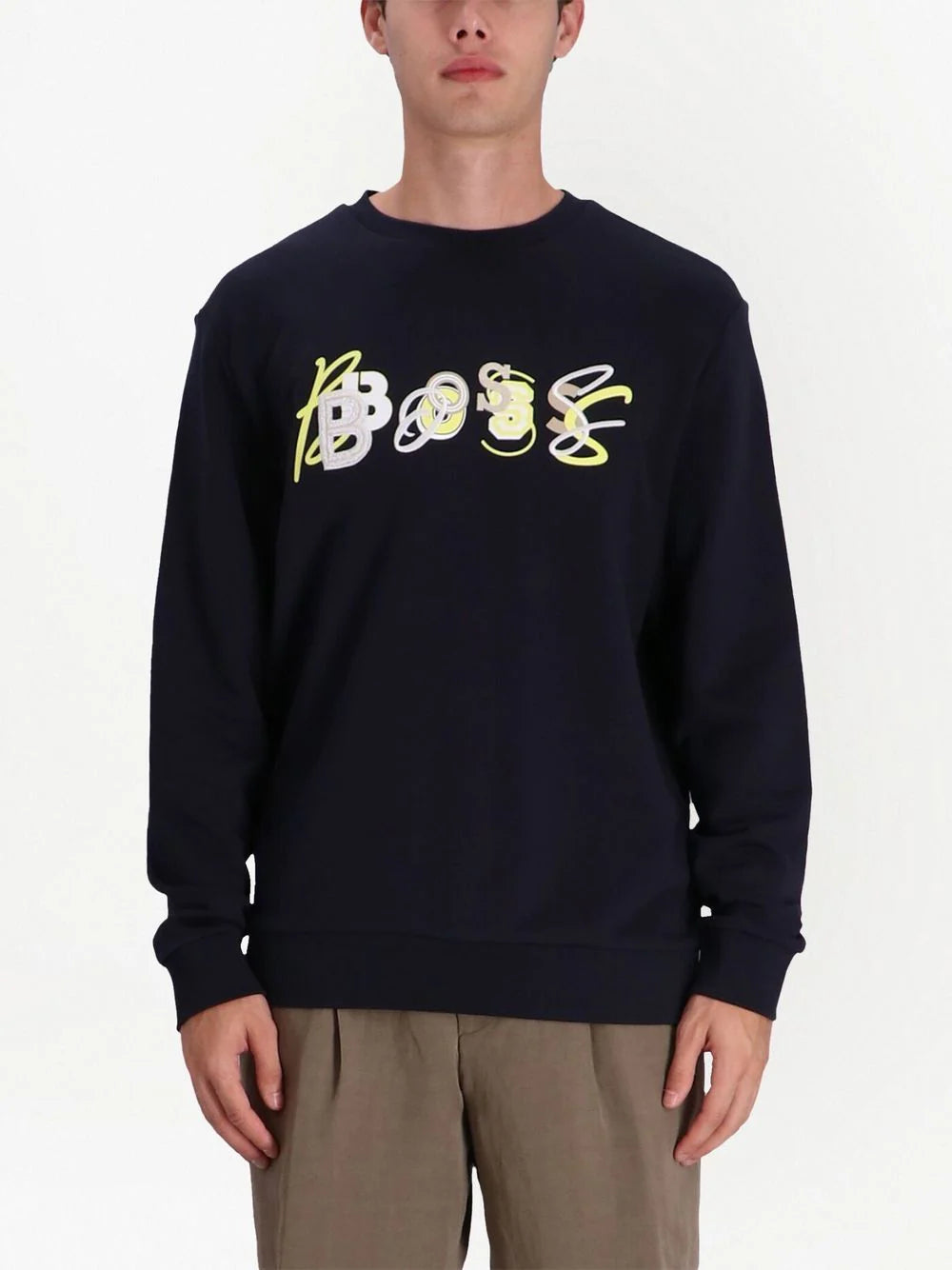 BOSS logo-embossed cotton sweatshirt