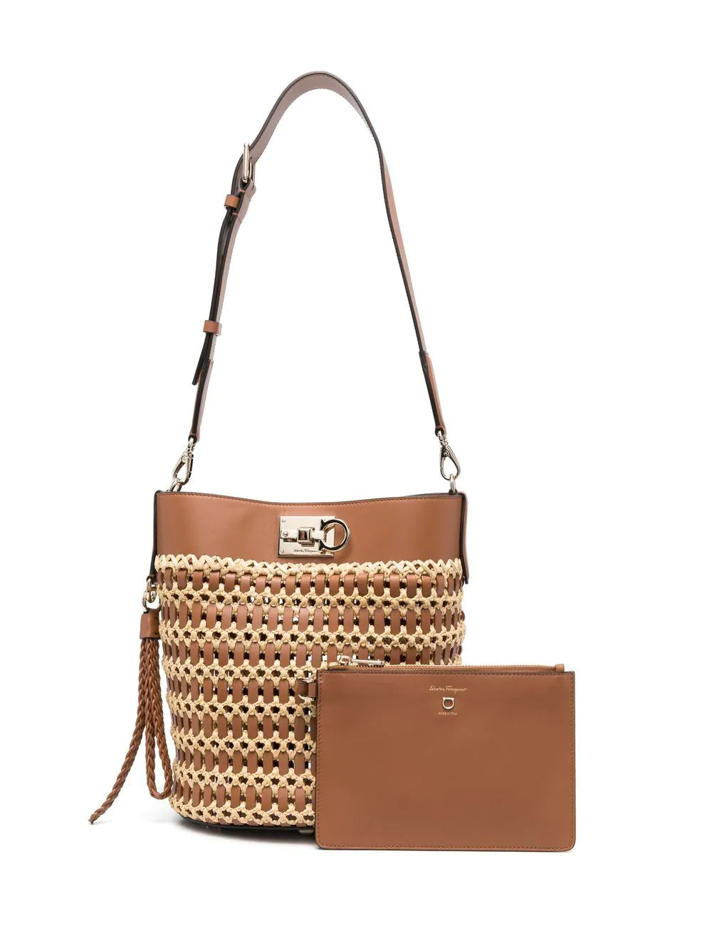 Ferragamo Trifolio raffia tote bag
