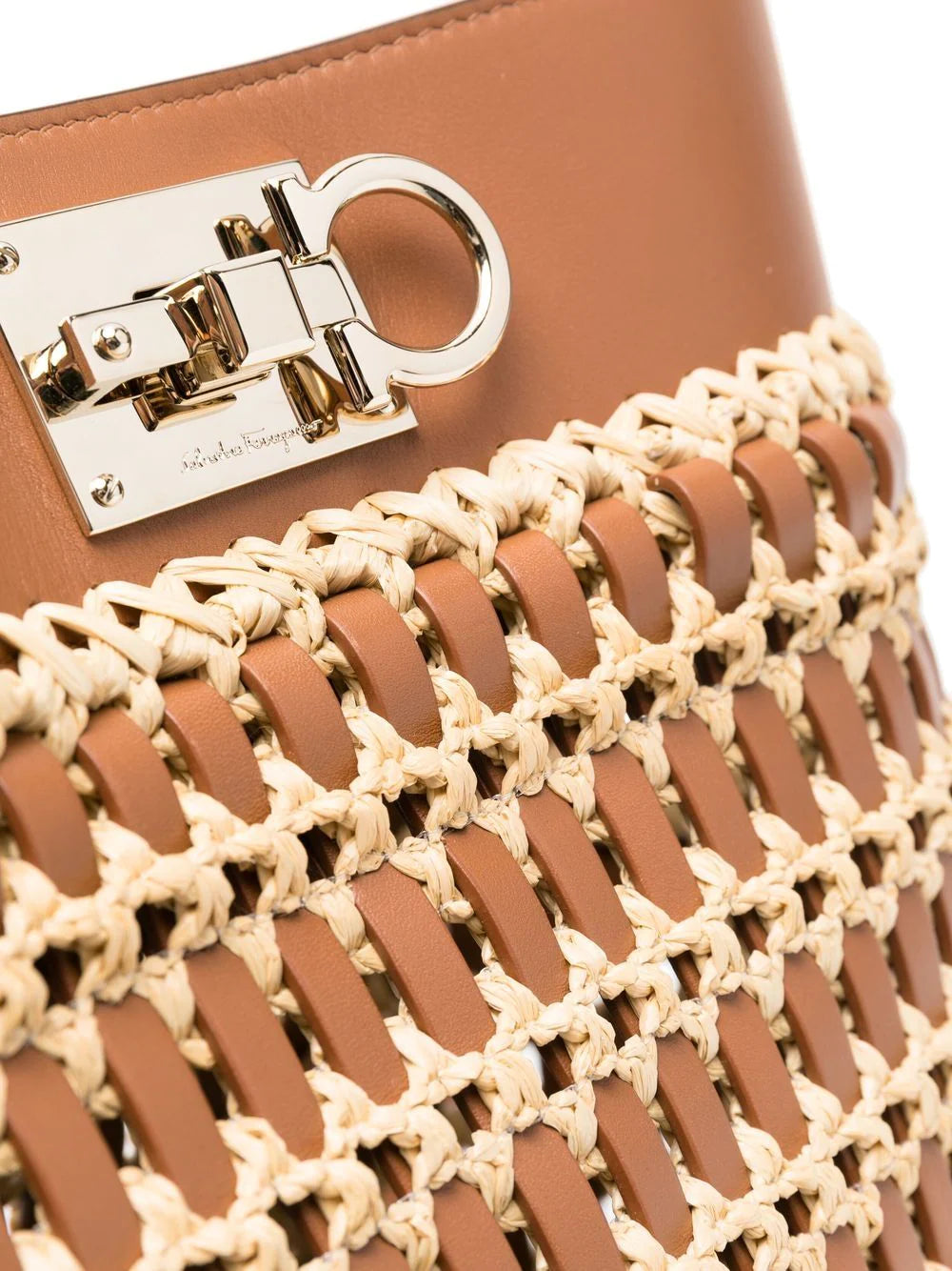 Ferragamo Trifolio raffia tote bag