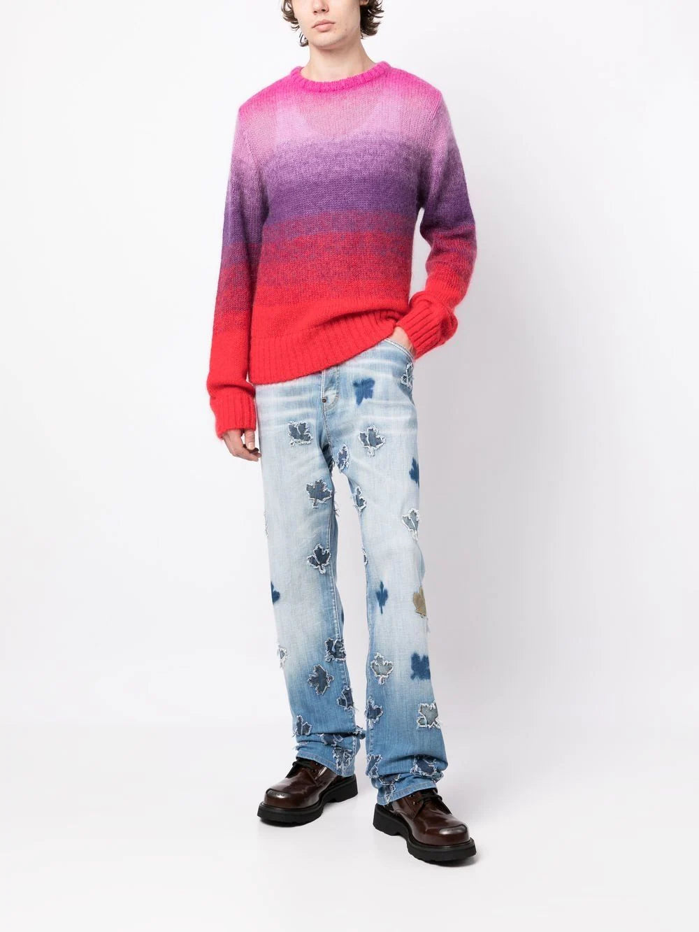 Dsquared2 -maple leaf straight-leg jeans