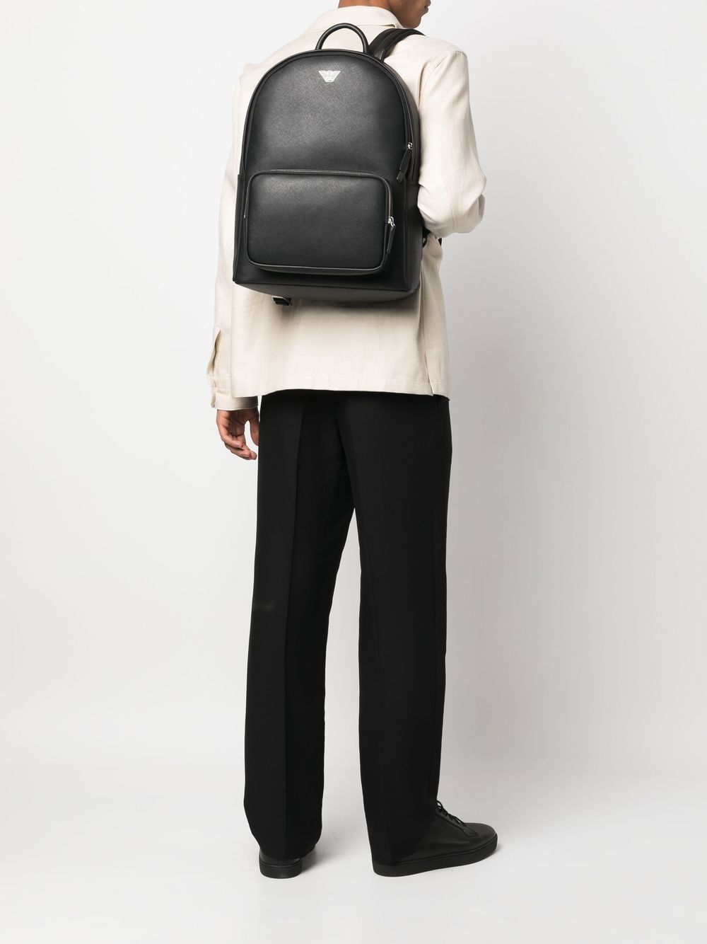 Emporio Armani logo-print leather backpack