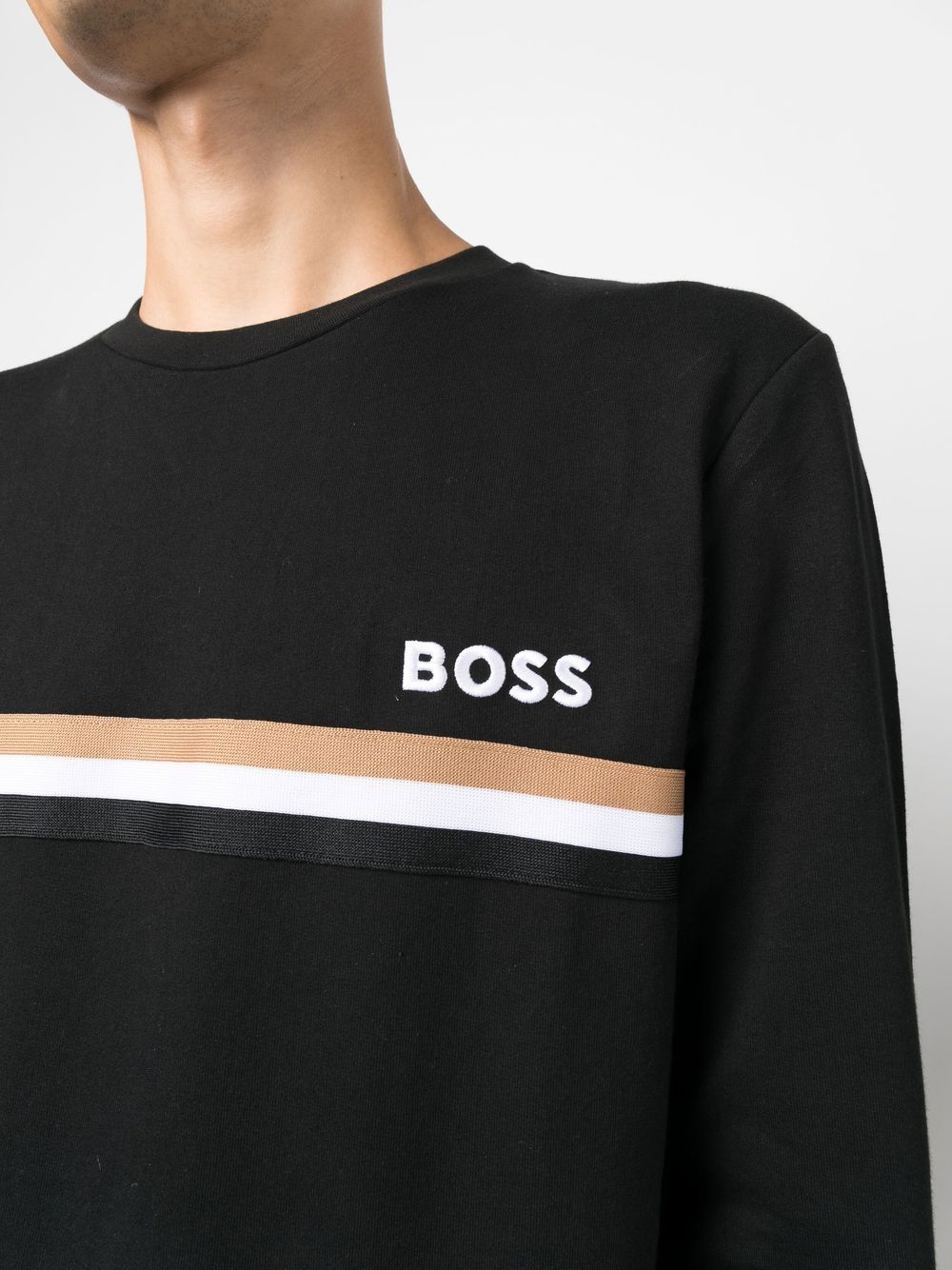 BOSS  stripe-detail crew-neck sweatshirt