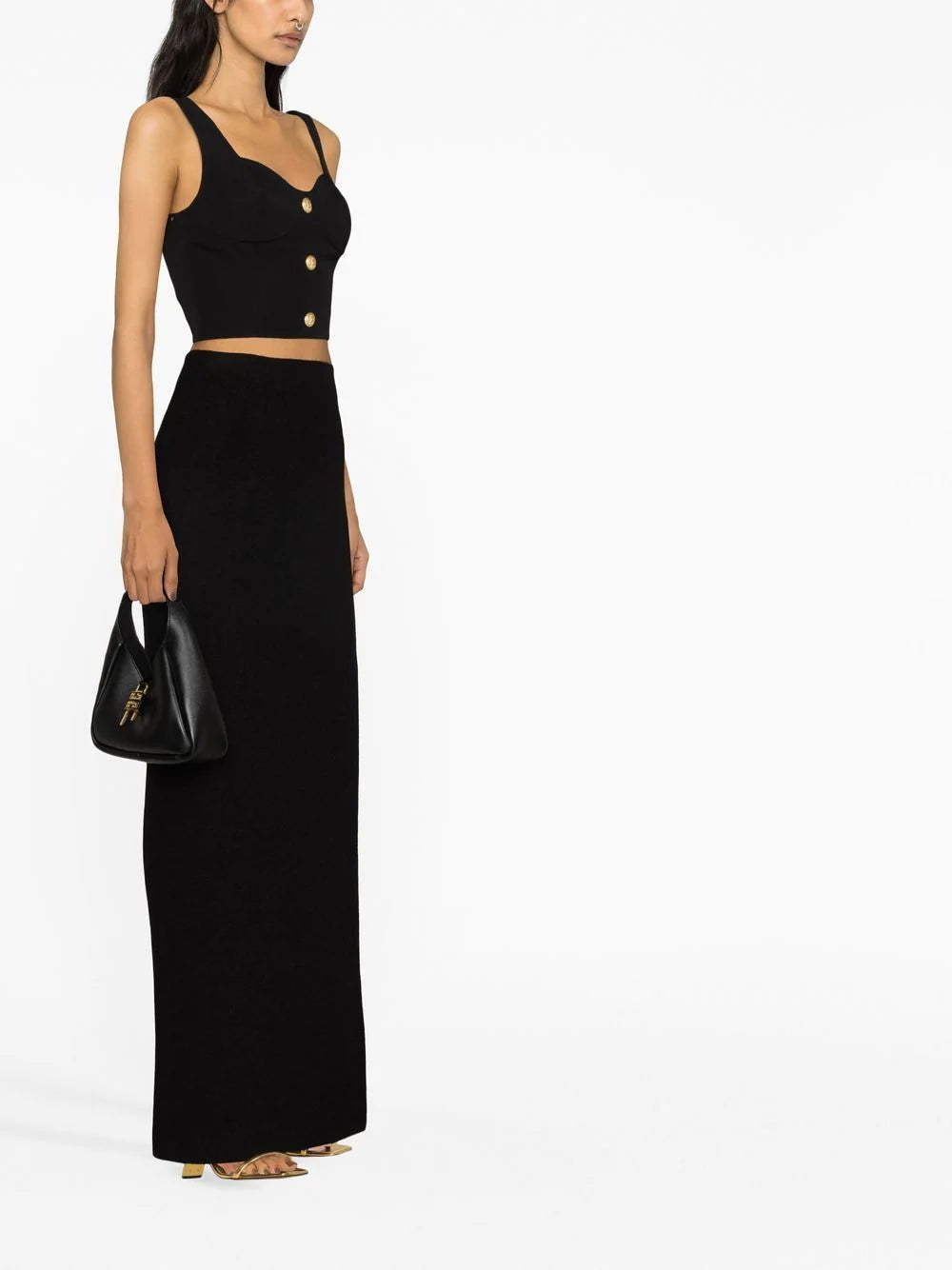 Balmain  embossed button cropped top