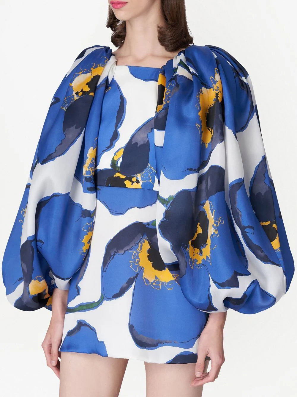 Carolina Herrera  floral-print balloon-sleeve minidress