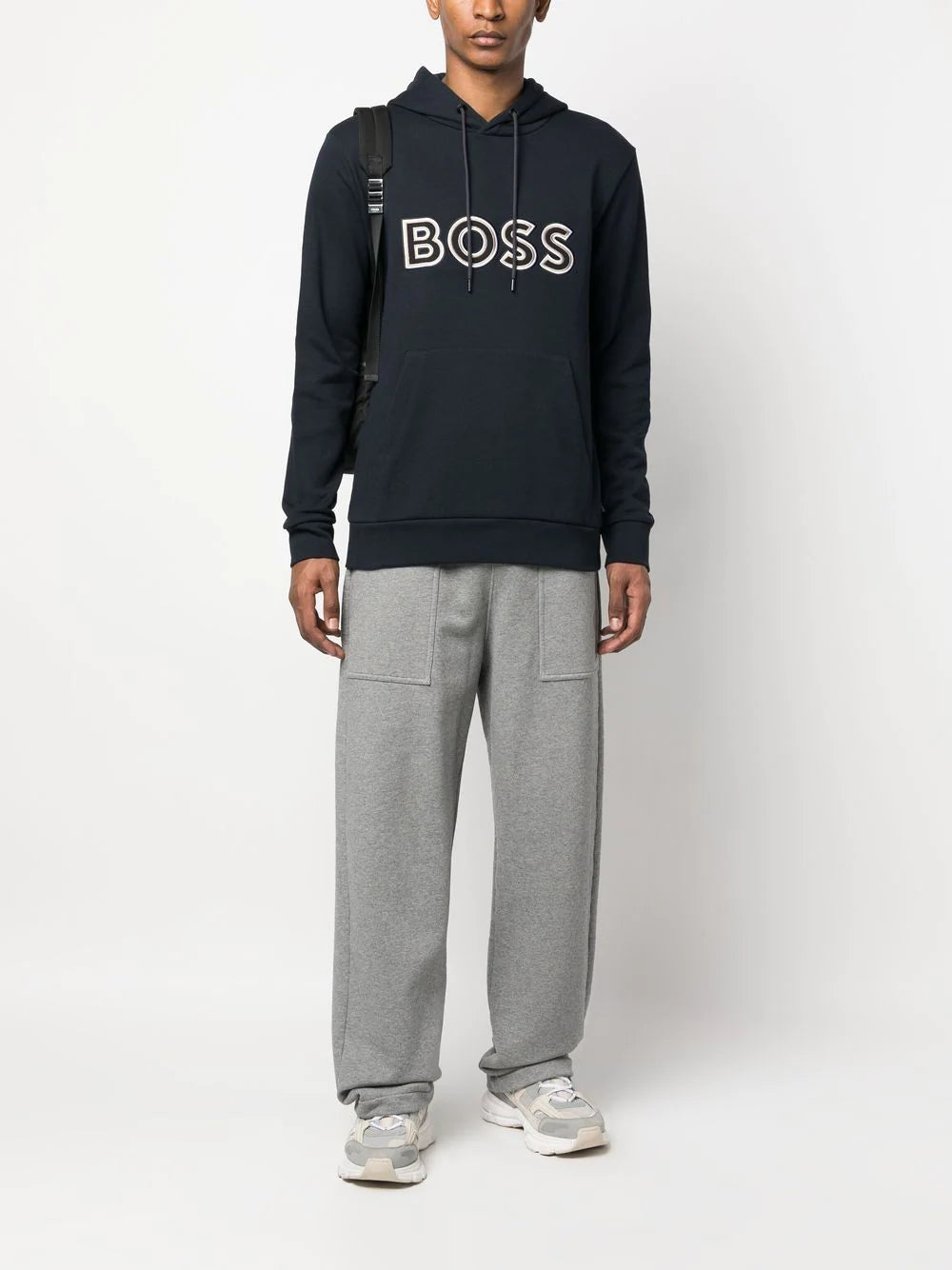 BOSS  logo-print drawstring hoodie