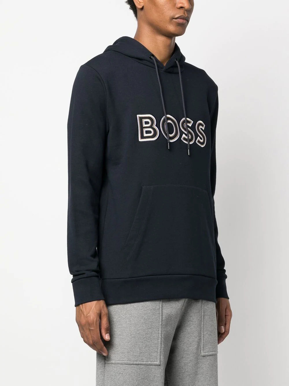 BOSS  logo-print drawstring hoodie