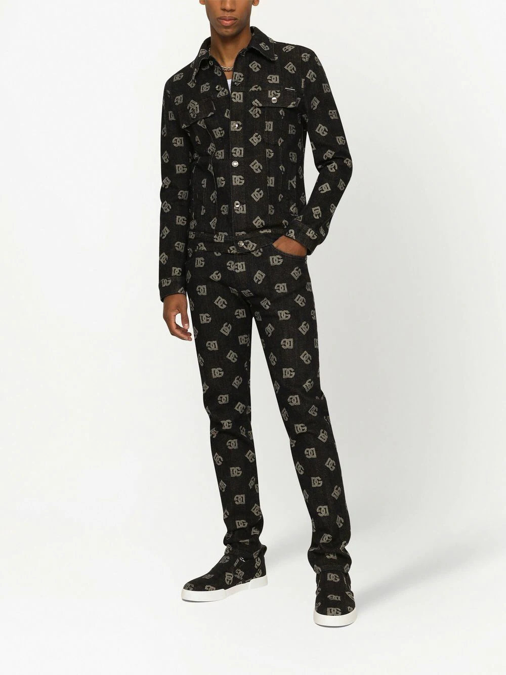 Dolce & gabbana  logo-jacquard straight-leg jeans