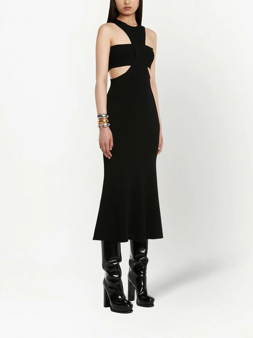 Alexander McQueen  Slashed Harness rib-knit dress