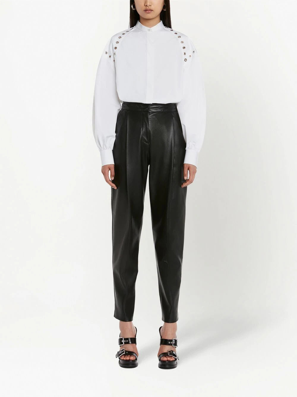 Alexander McQueen  organic-cotton eyelet-detail shirt