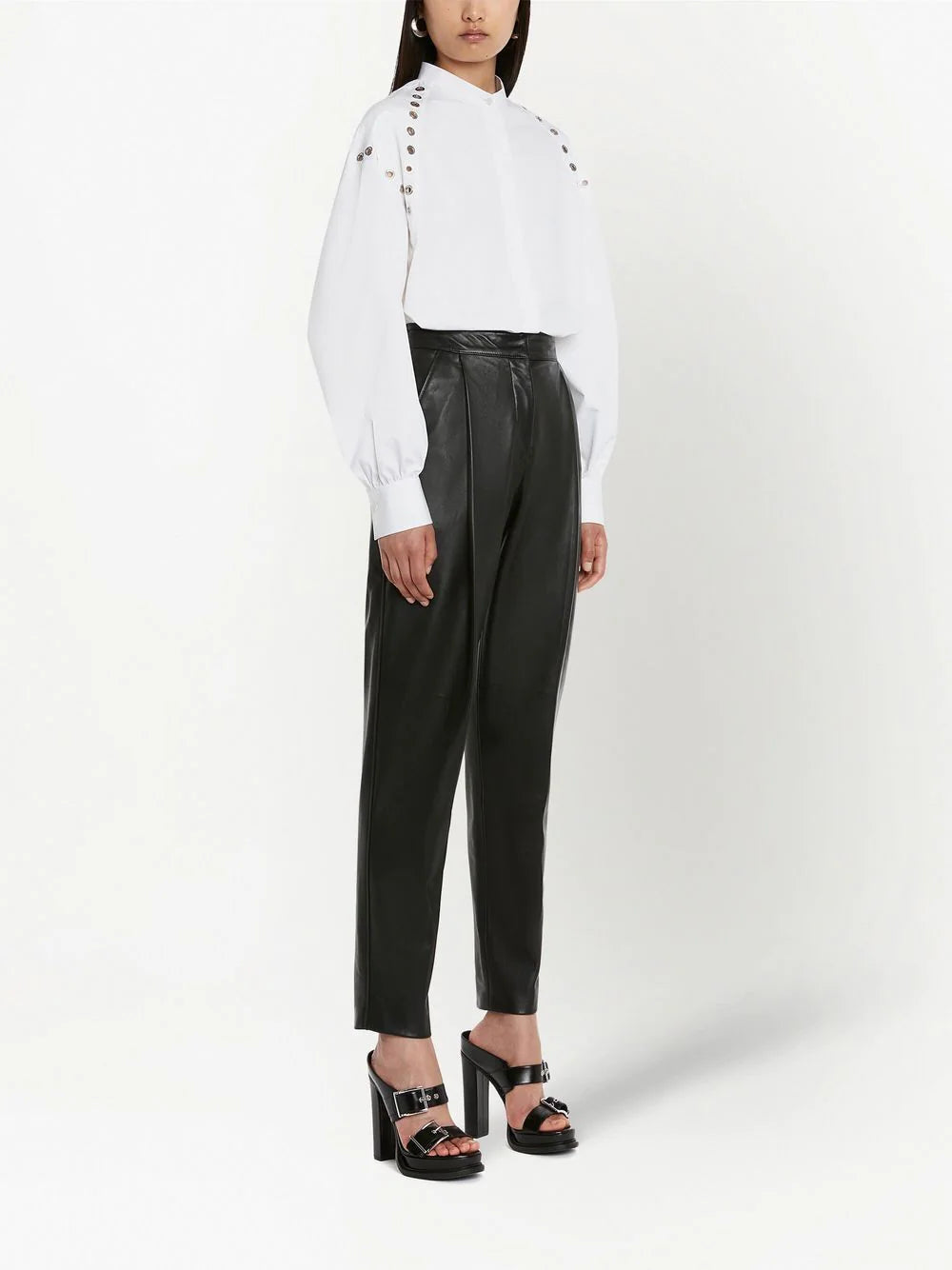Alexander McQueen  organic-cotton eyelet-detail shirt