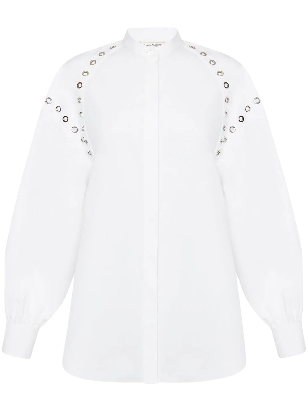Alexander McQueen  organic-cotton eyelet-detail shirt